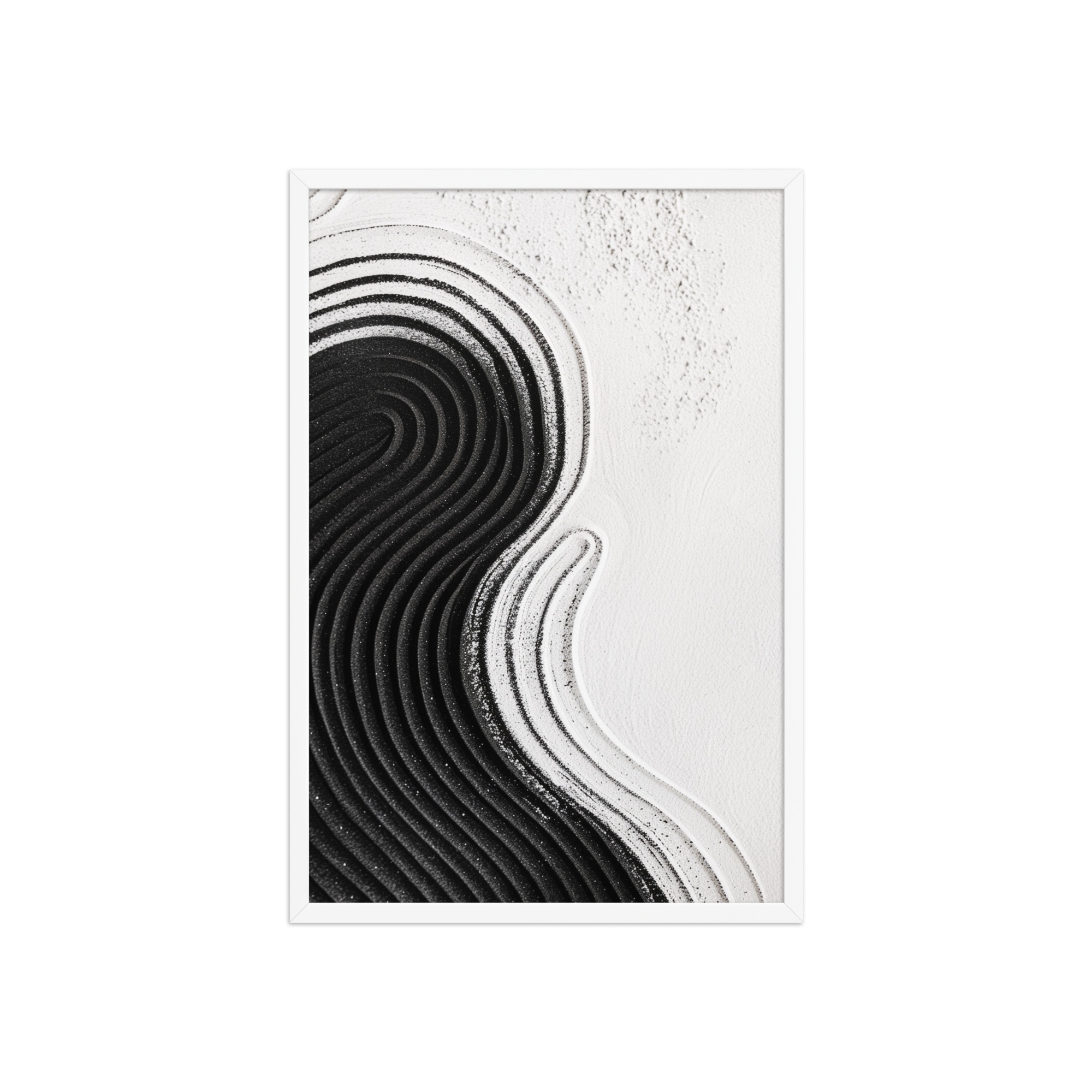 Black & White Ripple – Abstract Zen Sand Pattern Wall Art – Framed Poster - Image 23