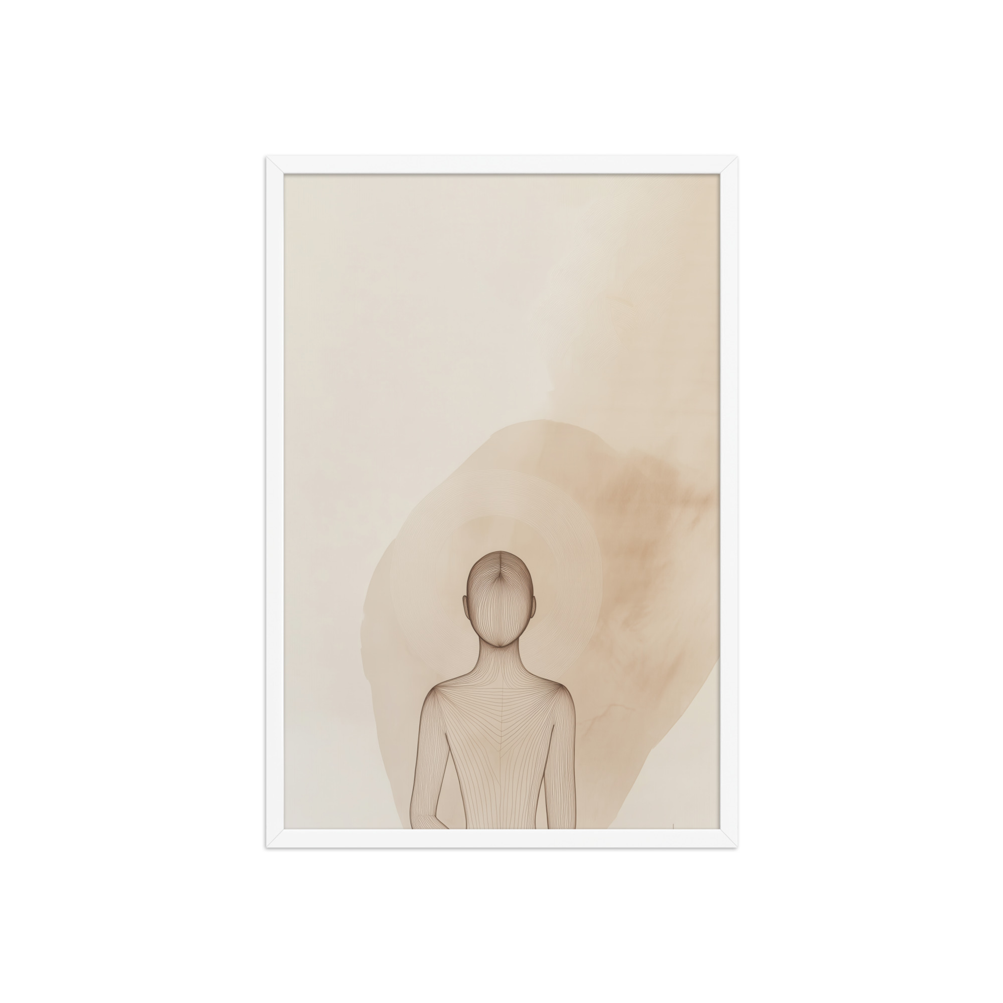 Inner Light – Minimalist Meditation Figure Japandi Wall Art – Framed Poster - Image 23