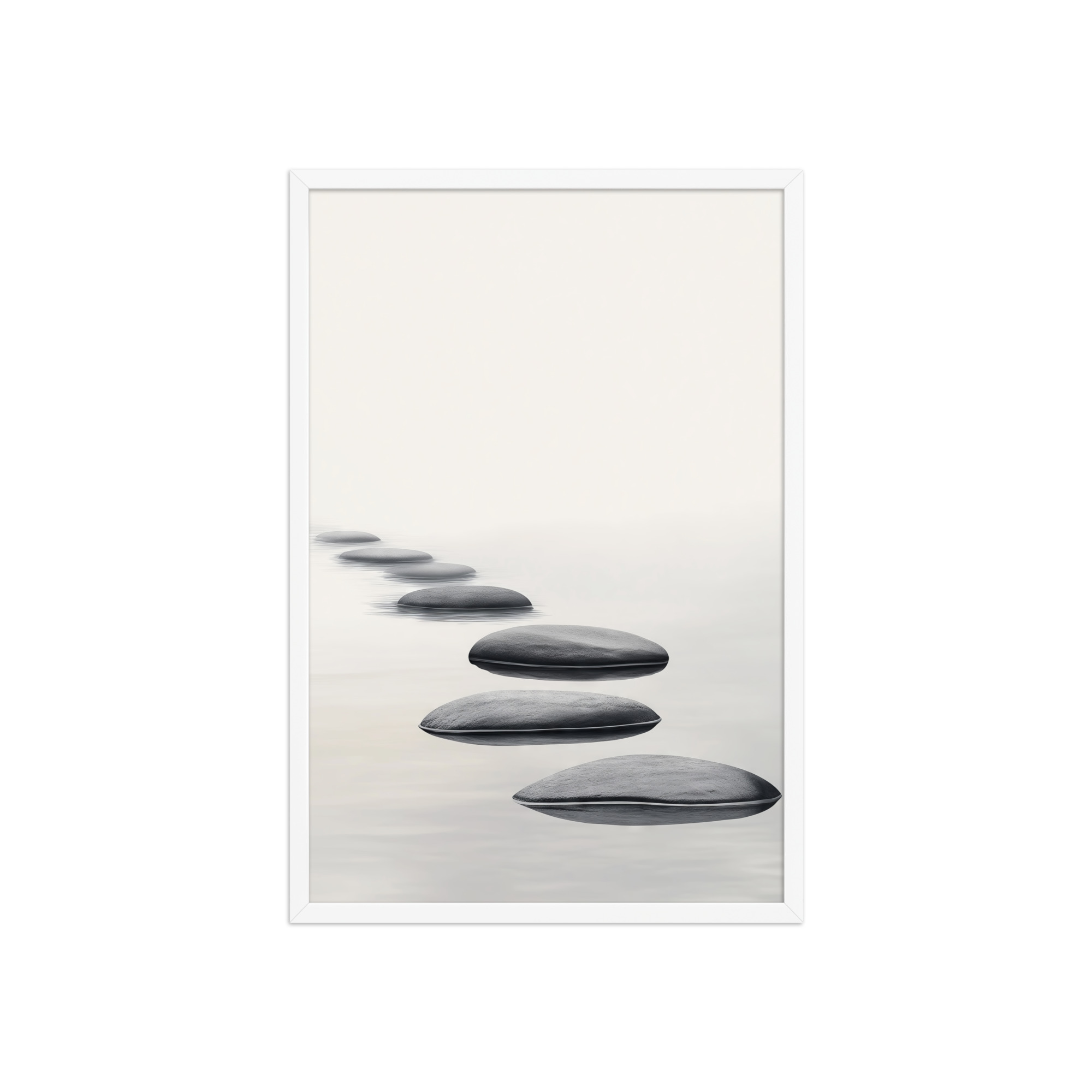 Path of Tranquility – Stepping Stones Minimal Zen Wall Art – Framed Poster - Image 8