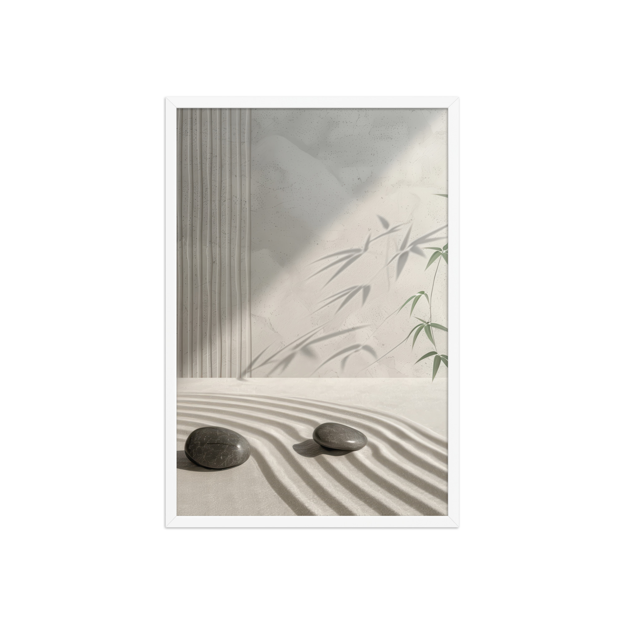 Bamboo Shadow Zen Garden Light & Shadow Japandi Wall Art – Framed Poster - Image 14