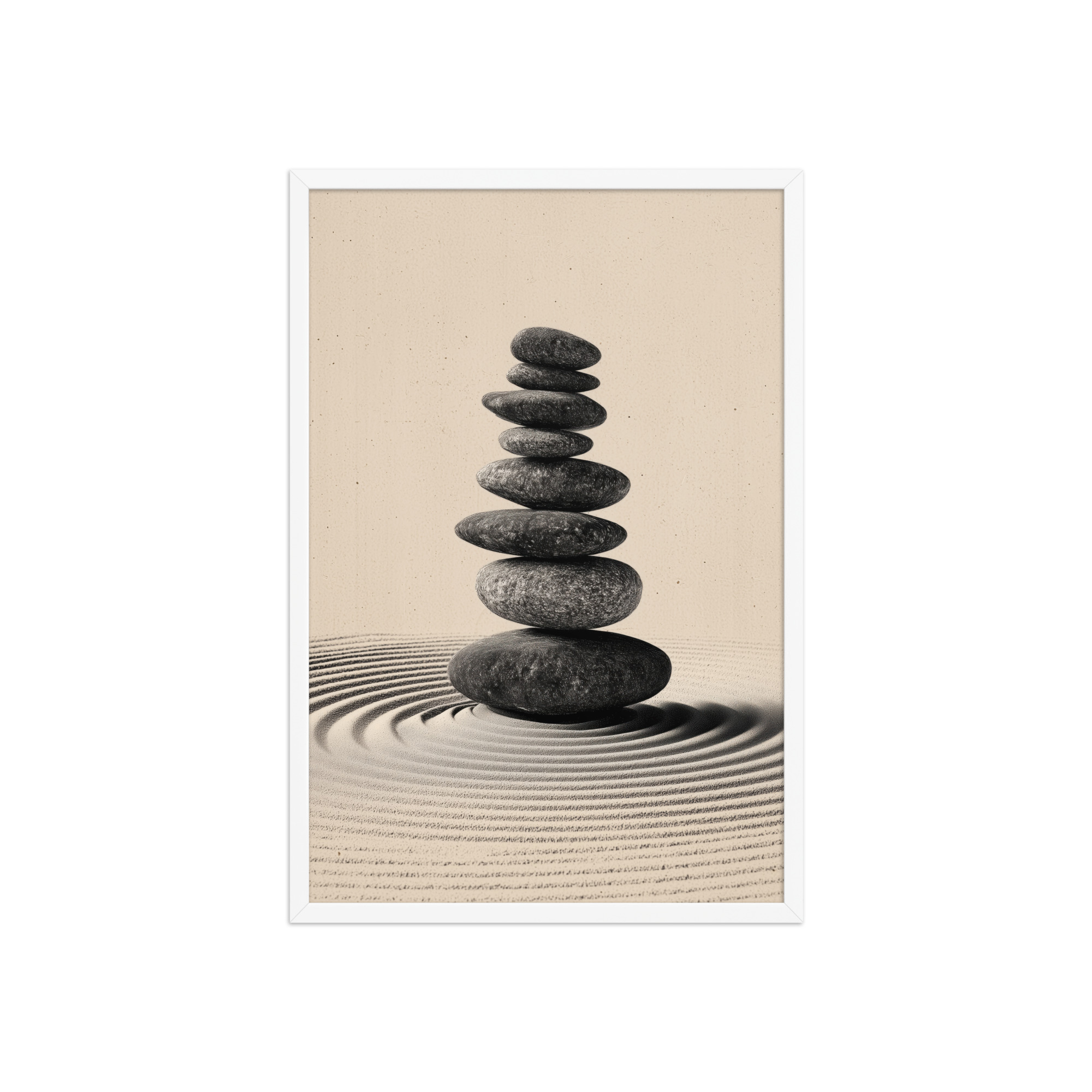 Balanced Stillness – Stacked Stones I Neutral Zen Stones Wall Art – Framed Poster - Image 23