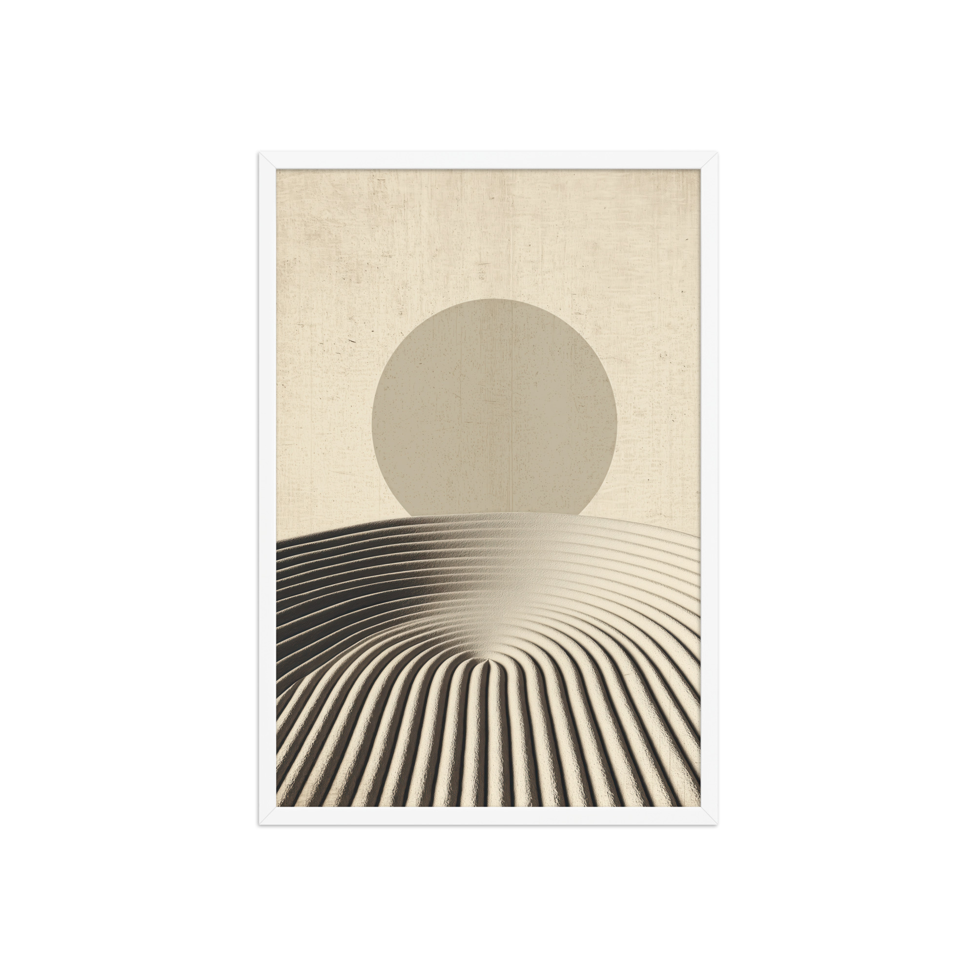 Zen Dune Sun – Raked Sand Dunes with Minimal Sun Wall Art – Framed Poster - Image 23