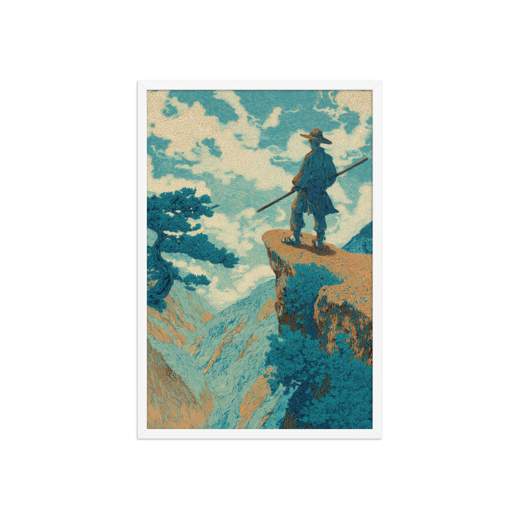 Cliff Wanderer I Hokusai – Vintage Ukiyo-e Cliff Landscape Wall Art – Framed Poster - Image 17