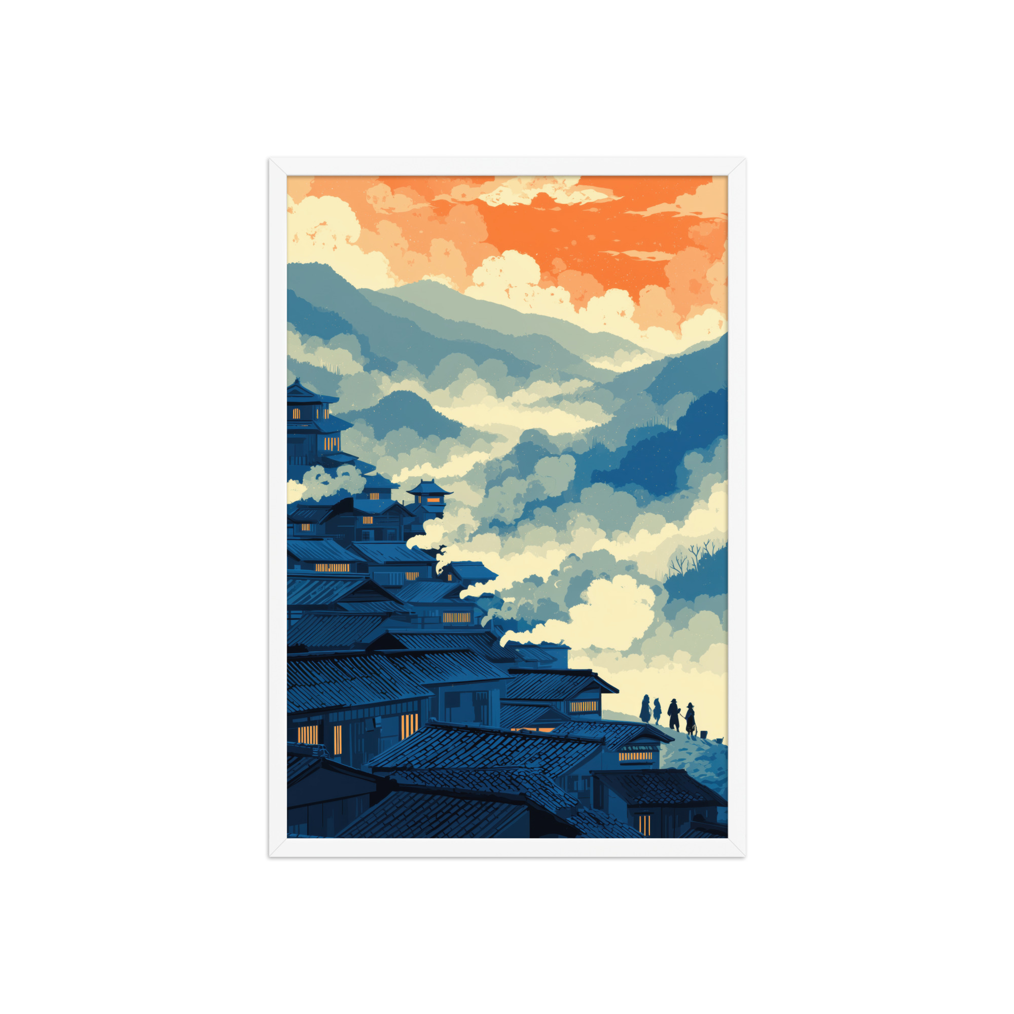 Twilight Over Hillside Village – Ukiyo-e Wall Art Print – Framed Poster - Image 20