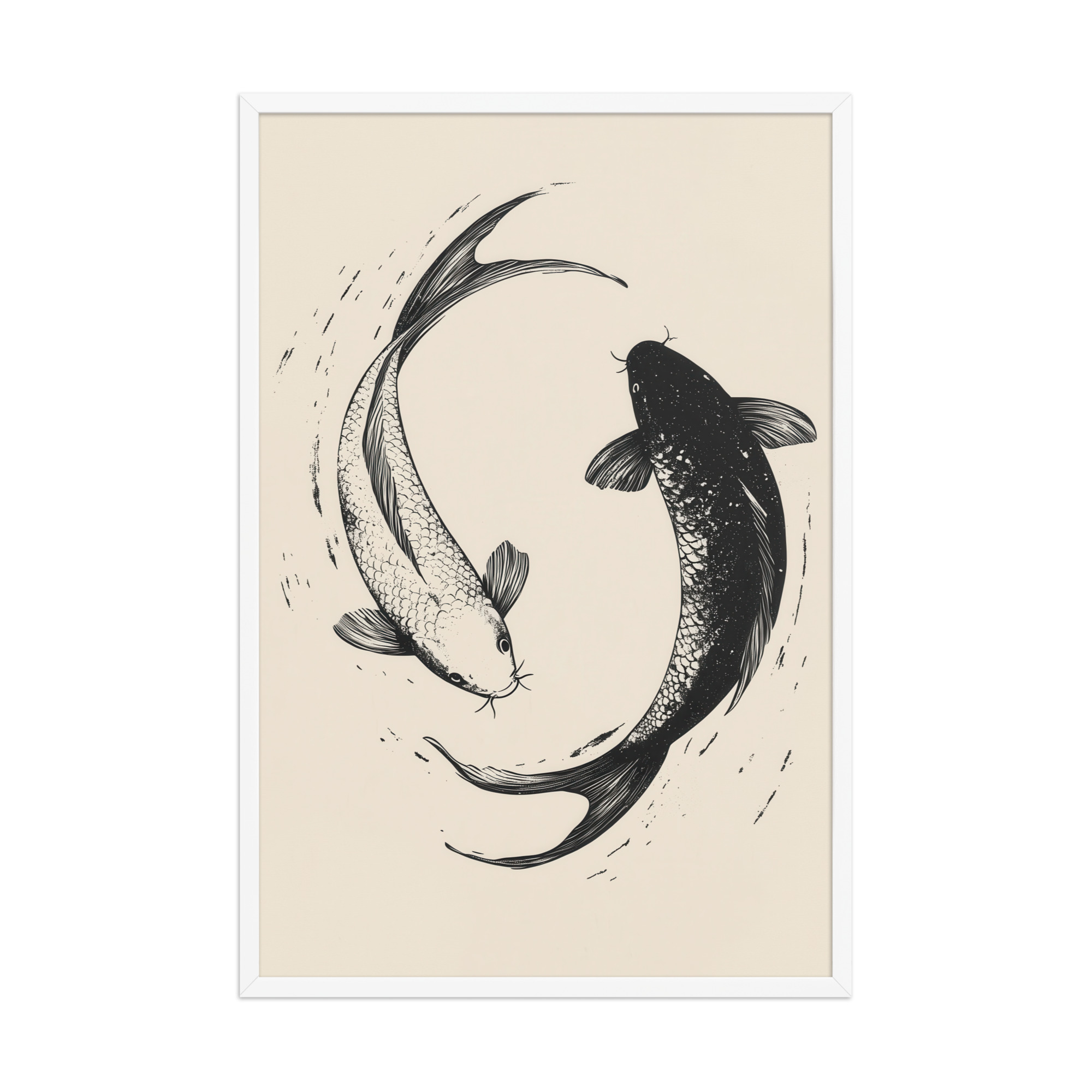 Yin and Yang Koi Flow — Minimal Ink Koi Art — Framed Poster - Image 21