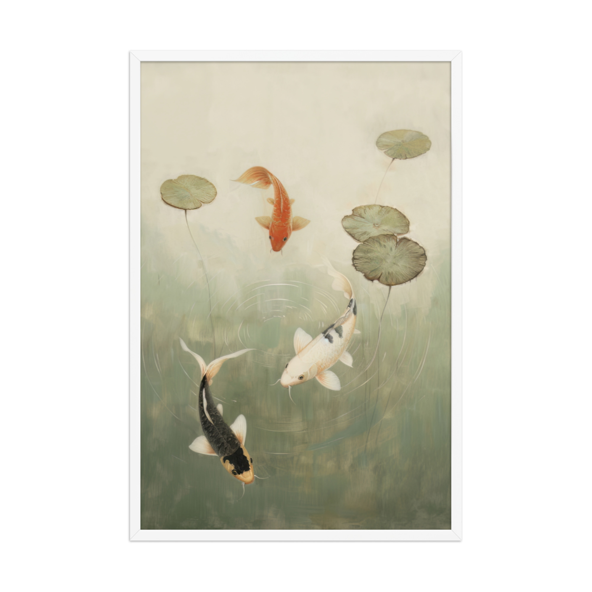 Koi Among Lilies — Tranquil Pond Art — Framed Poster - Image 24