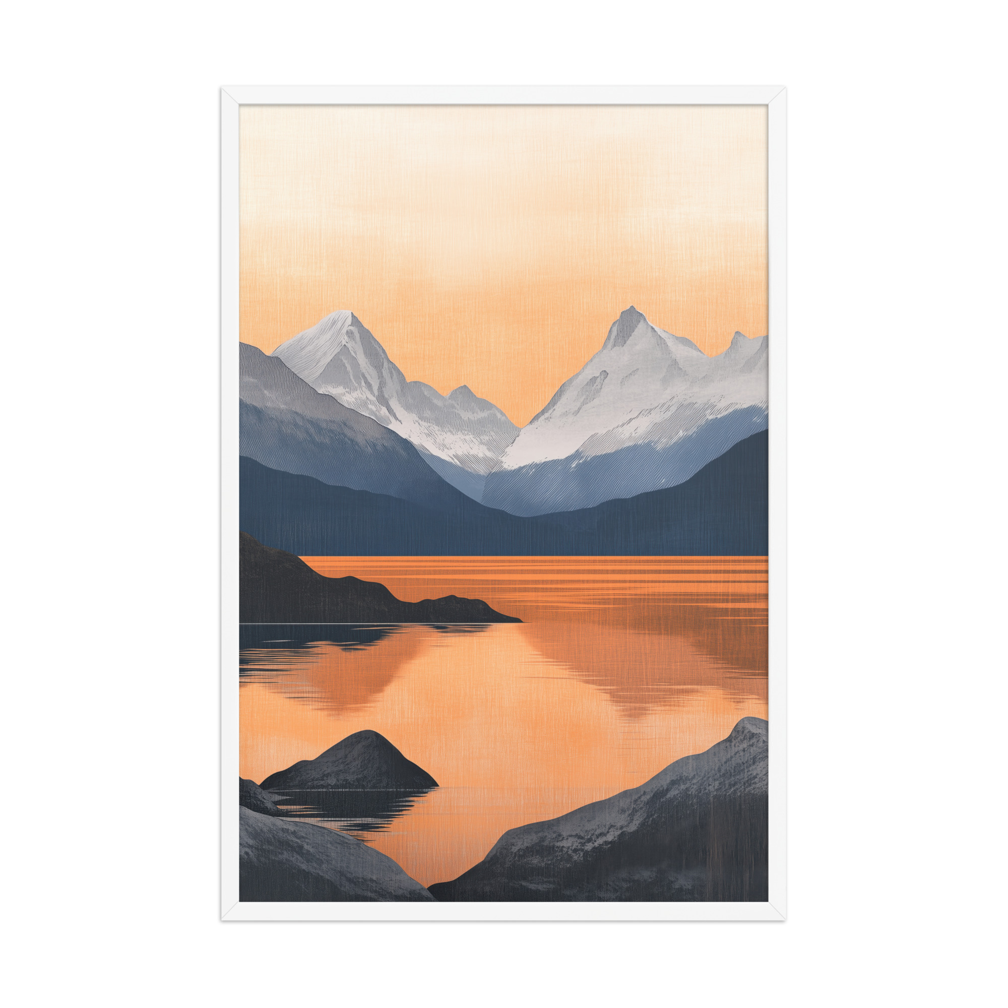 Nordic Sunset Reflections — Serene Mountain Lake Panorama Landscape Wall Art — Framed Poster - Image 21