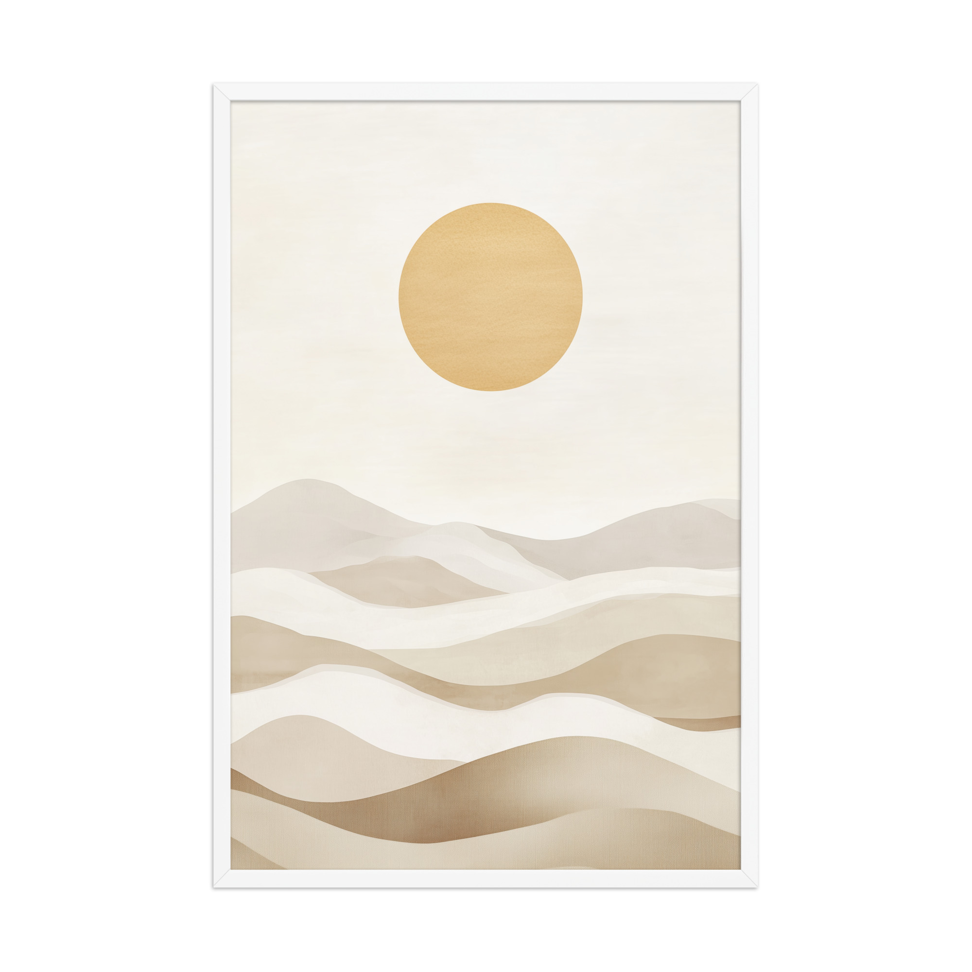 Minimal Dunes and Golden Sun — Japandi Desert Landscape Wall Decor — Framed Poster - Image 21