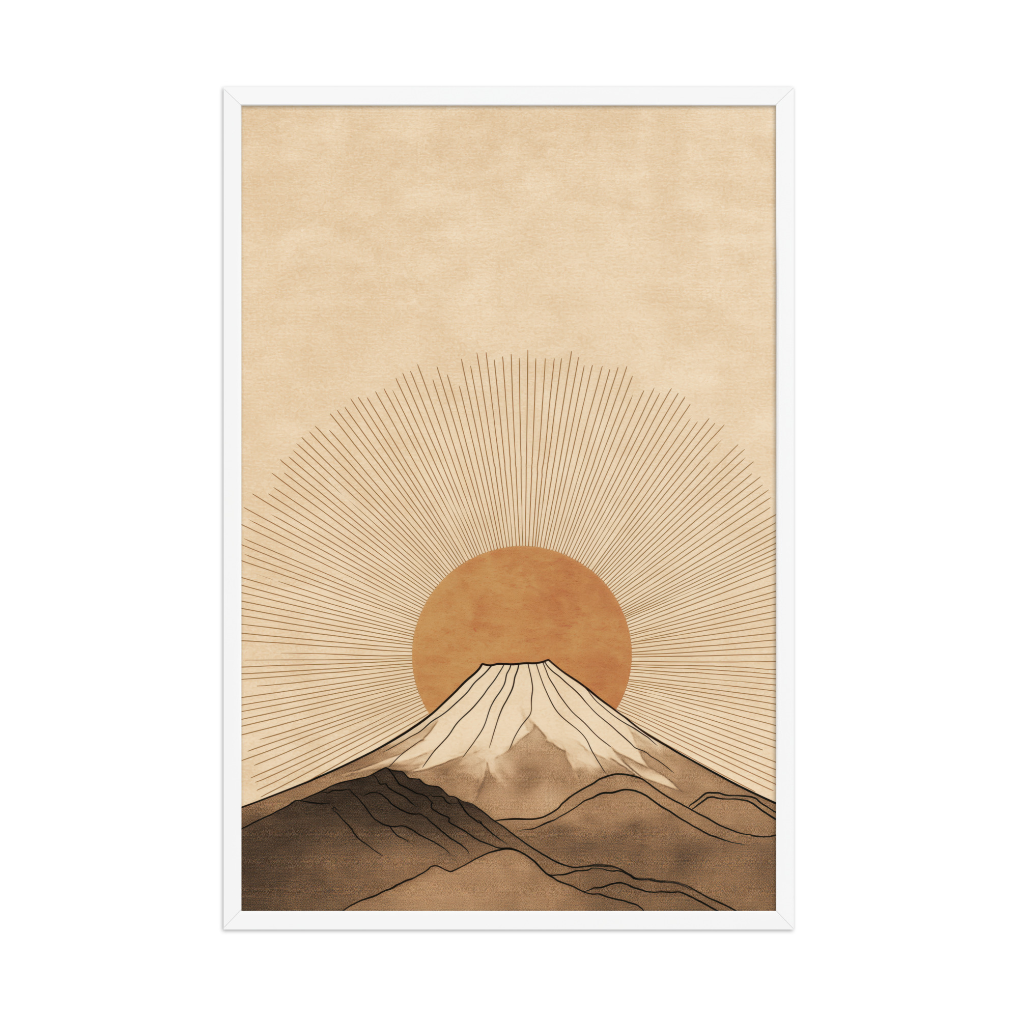 Fuji Radiance — Japandi Sunburst Mountain Wall Art — Framed Poster - Image 18