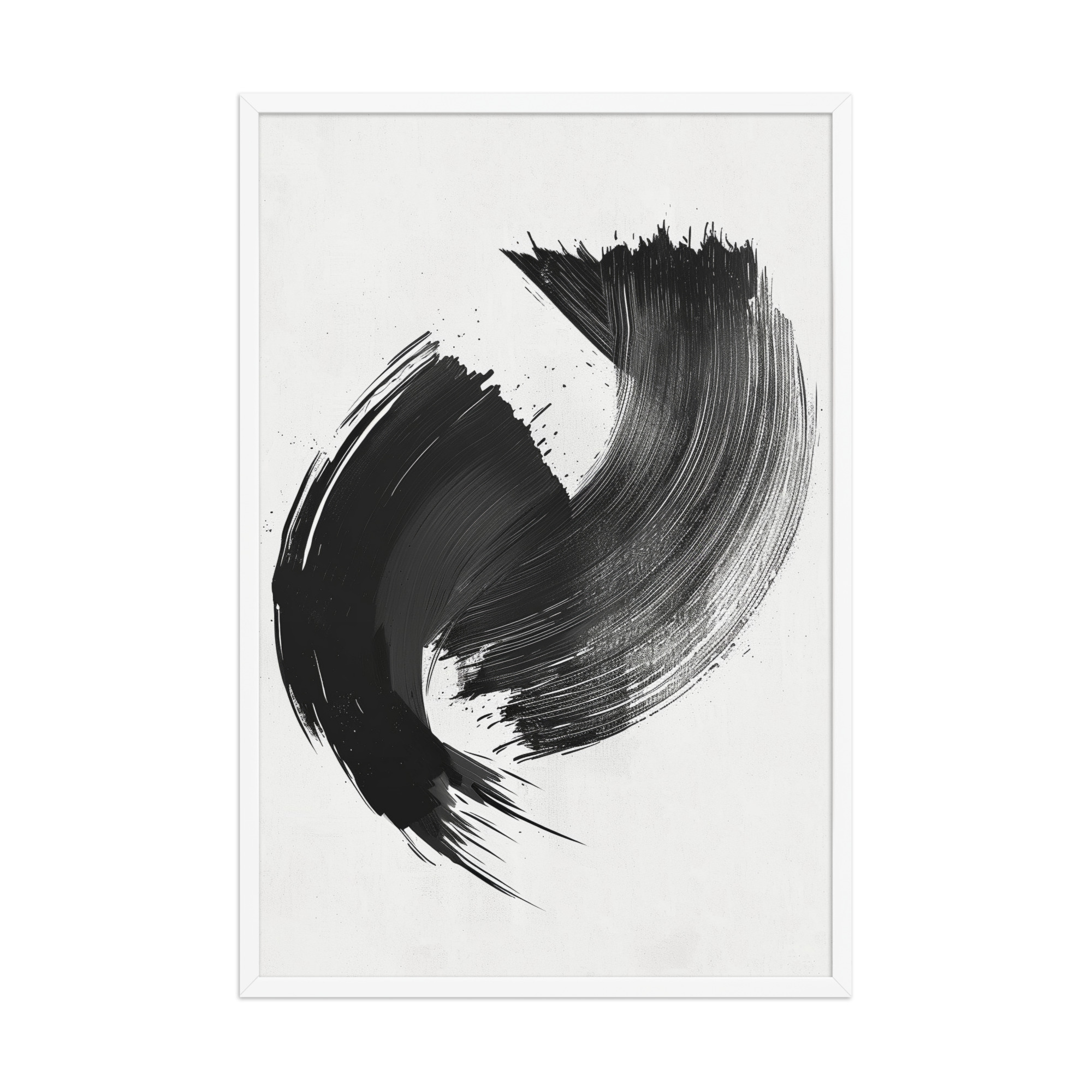 Brushstroke Swirl — Zen Sumi-e Ink Abstract Wall Decor — Framed Poster - Image 18