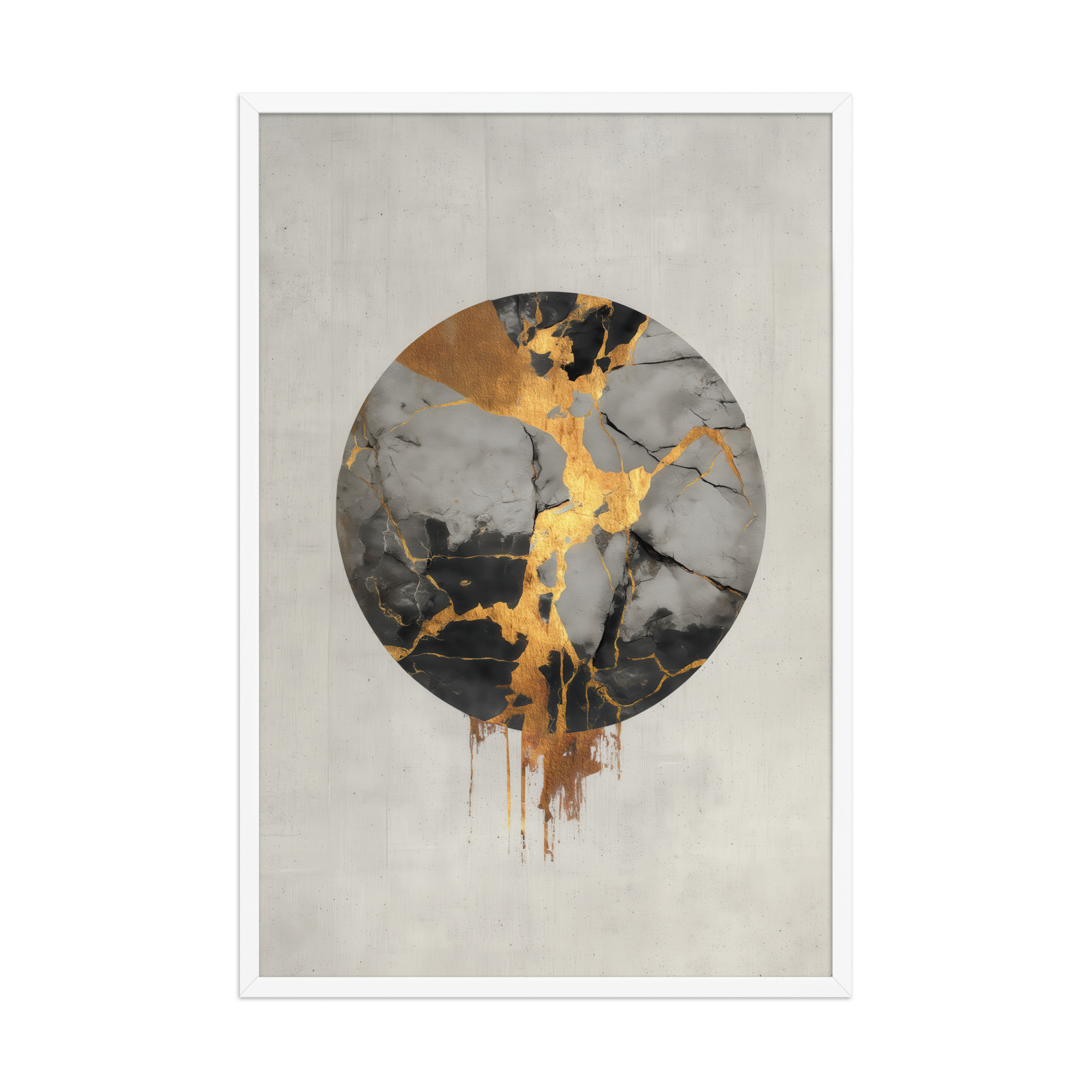 Broken Circle Golden Soul — Kintsugi Marble Circle Art with Gold Veins — Framed Poster - Image 21