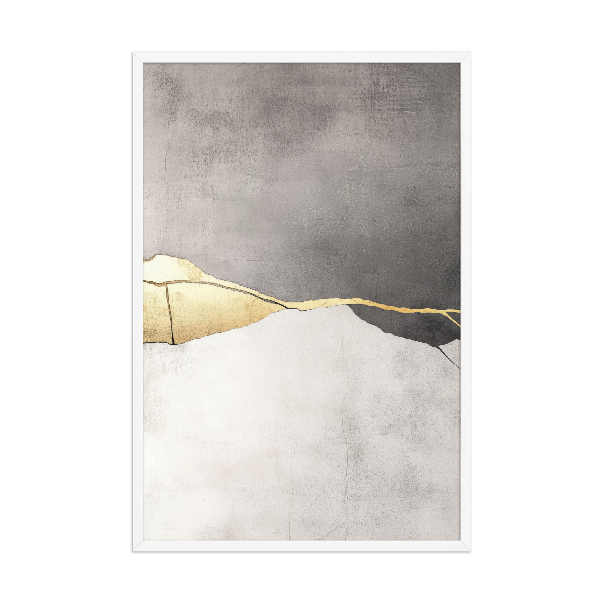 Cracked Harmony — Kintsugi Horizon Abstract with Gold Seam Wall Decor — Framed Poster - Image 18