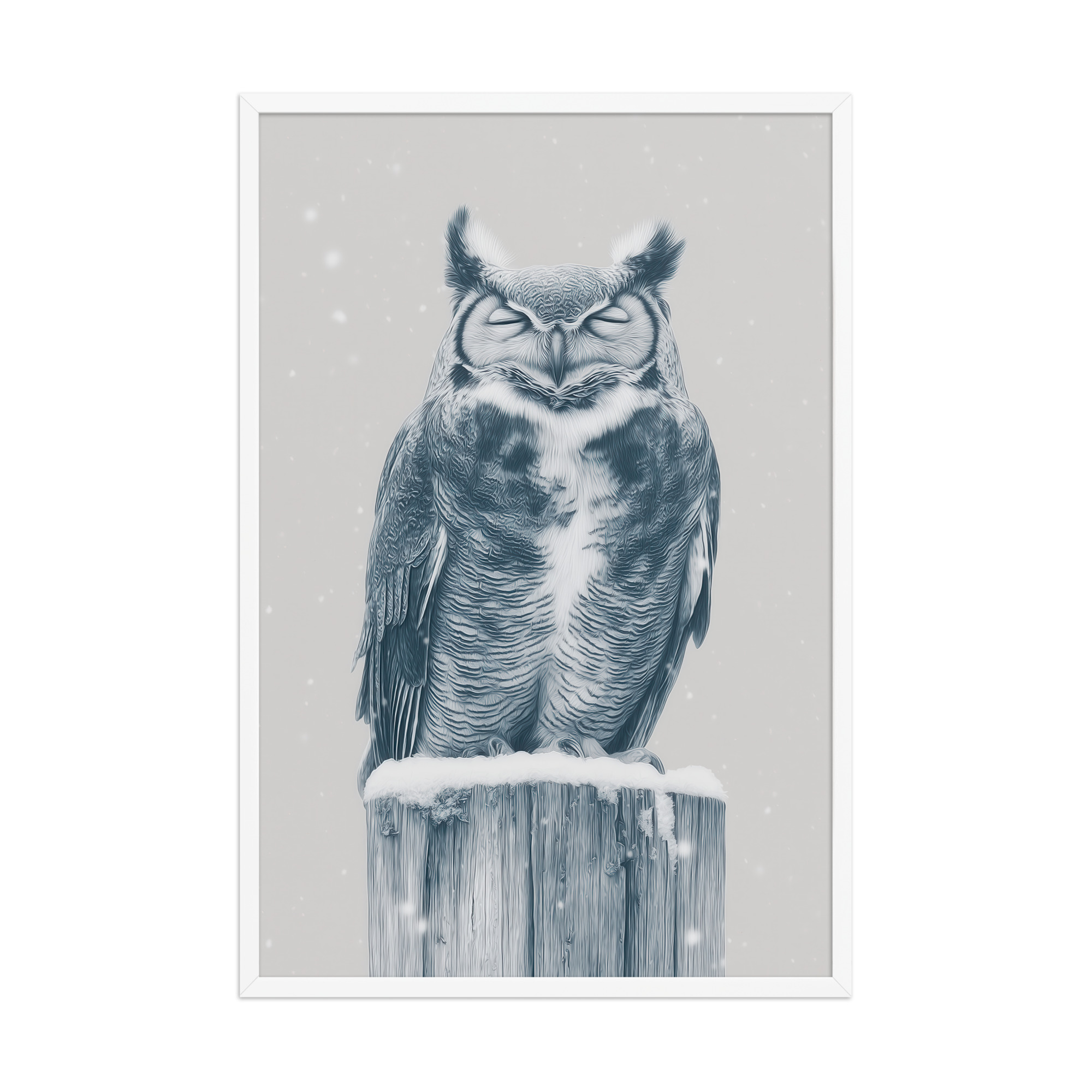 Silent Sentinel – Snow Owl Winter Wildlife Art in Neutrals Wall Decor — Framed Poster - Image 24