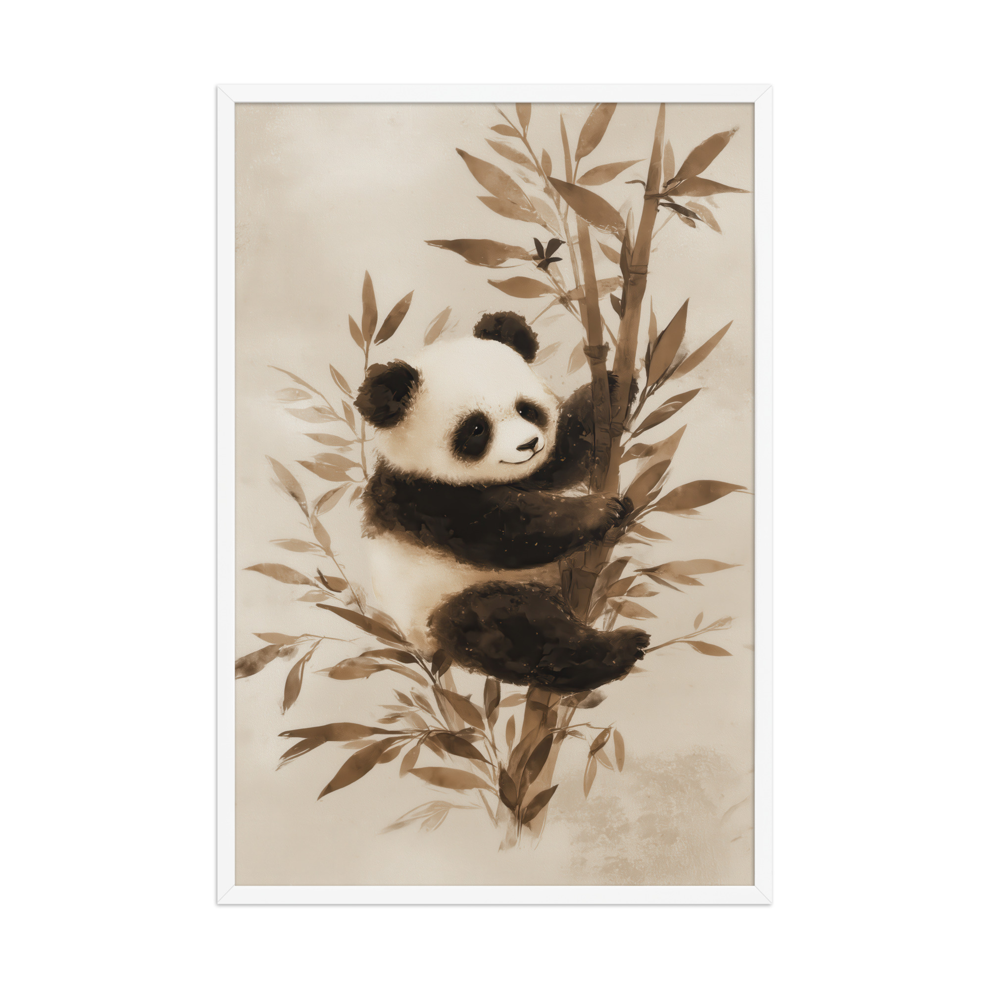 Sepia Panda Serenity — Soft Watercolor Black/White Panda Wall Art — Framed Poster - Image 15