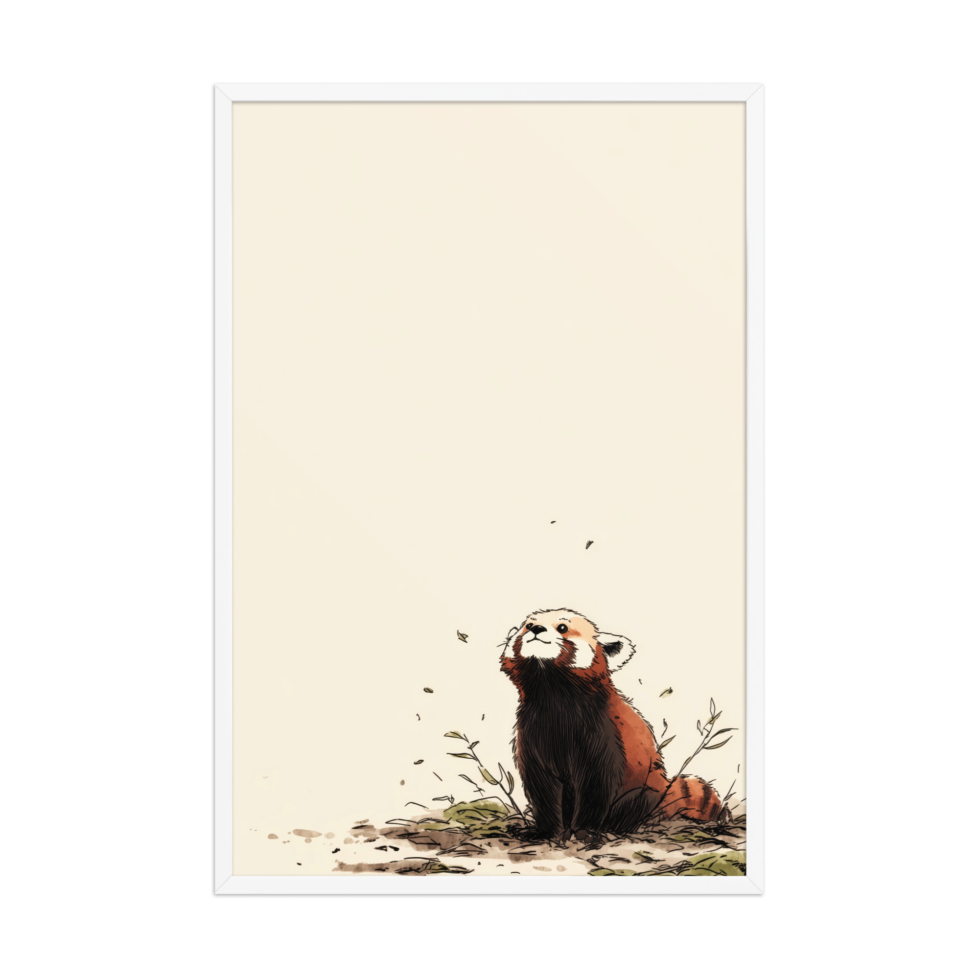 Red Panda in the Wind — Minimal Illustrated Animal Wall Art — Framed Poster - Image 21