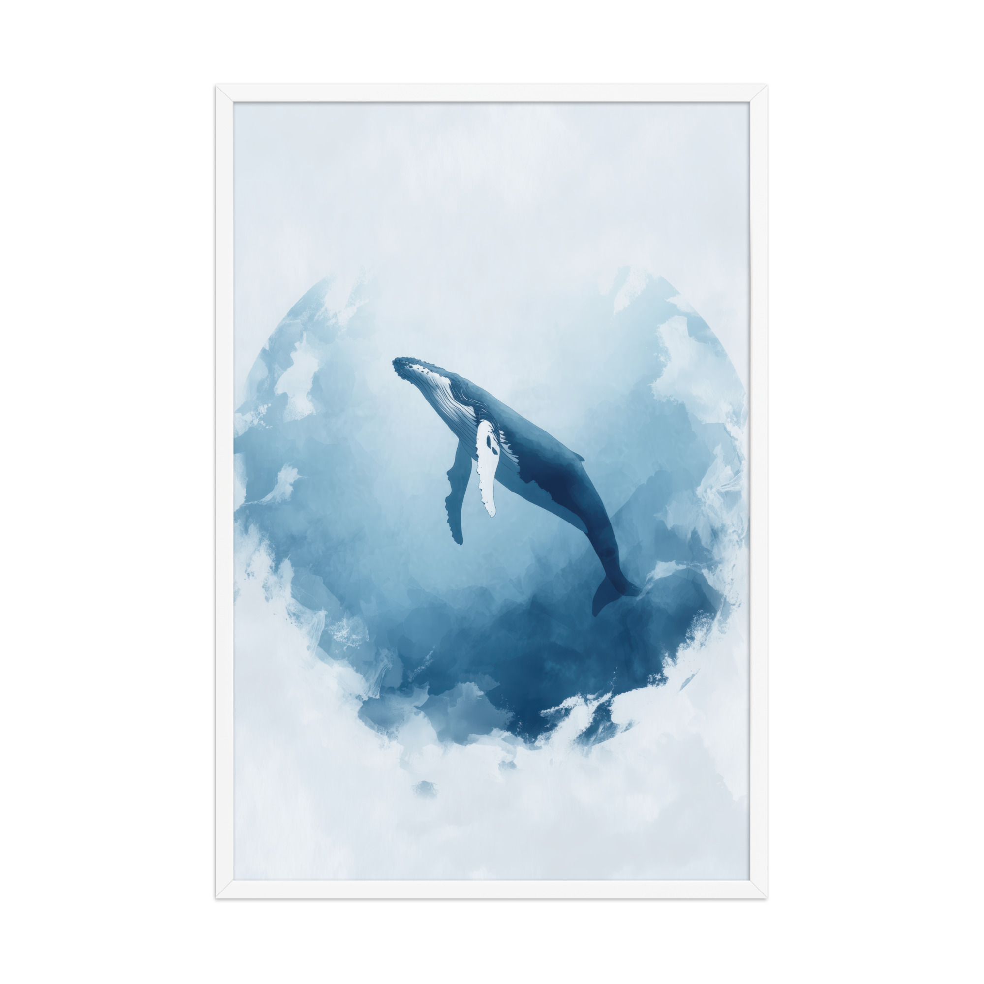 Ocean Heart — Humpback Whale in Dreamy Blue Watercolor Wall Art — Framed Poster - Image 18
