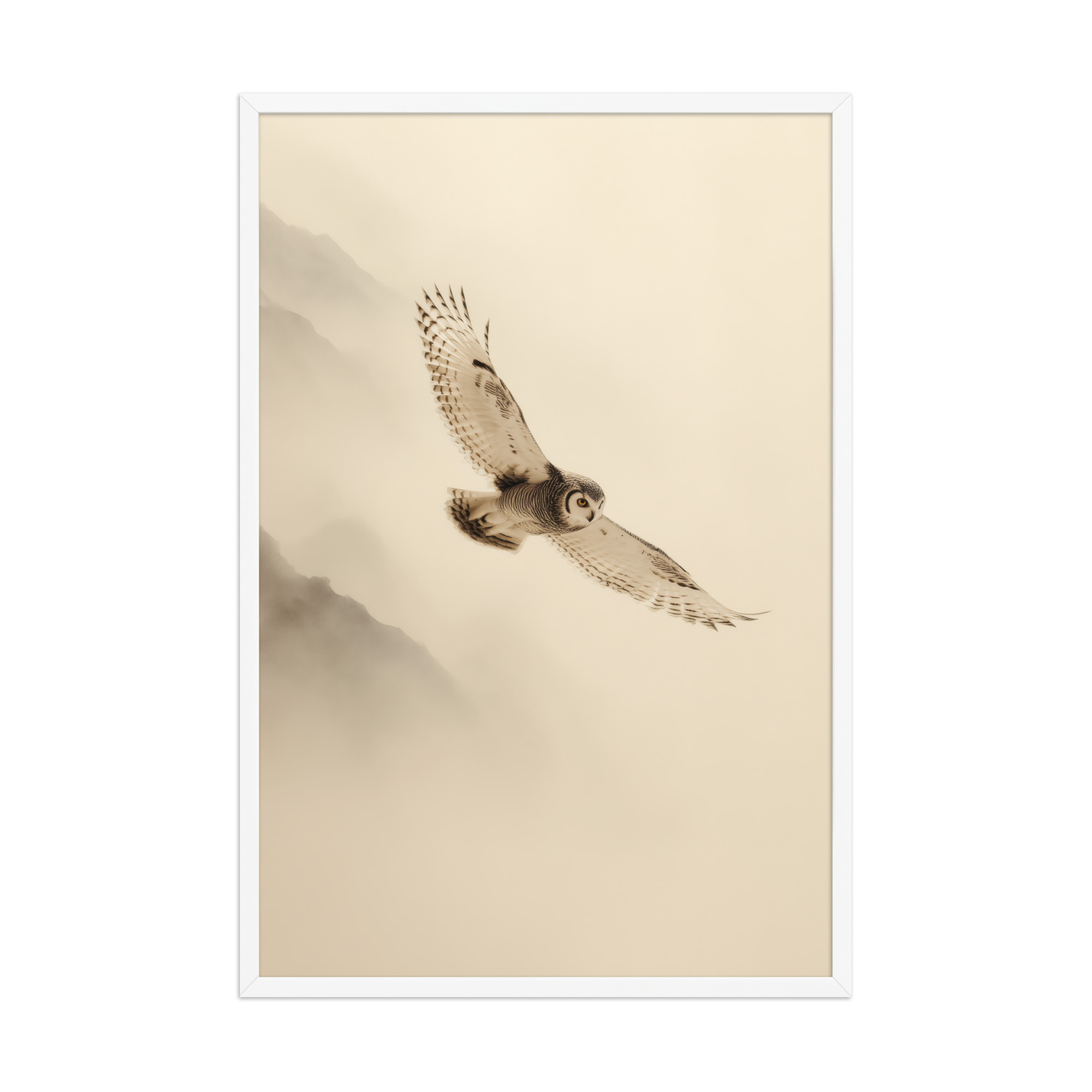 Flight Through Mist — Owl in Motion Wildlife Wall Art — Framed Poster - Image 21