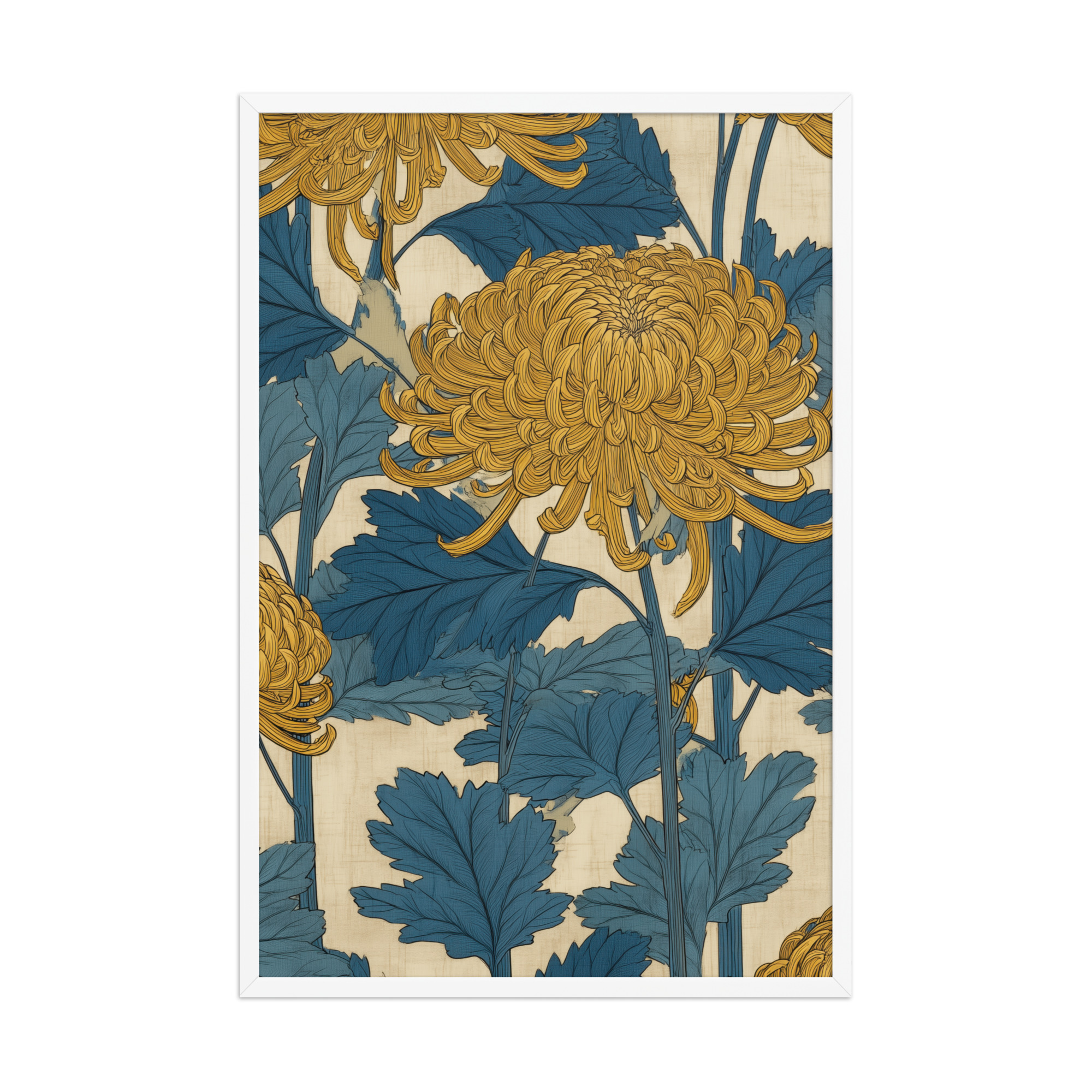 Amber Chrysanthemum — Japandi Floral Wall Decor — Framed Poster - Image 18