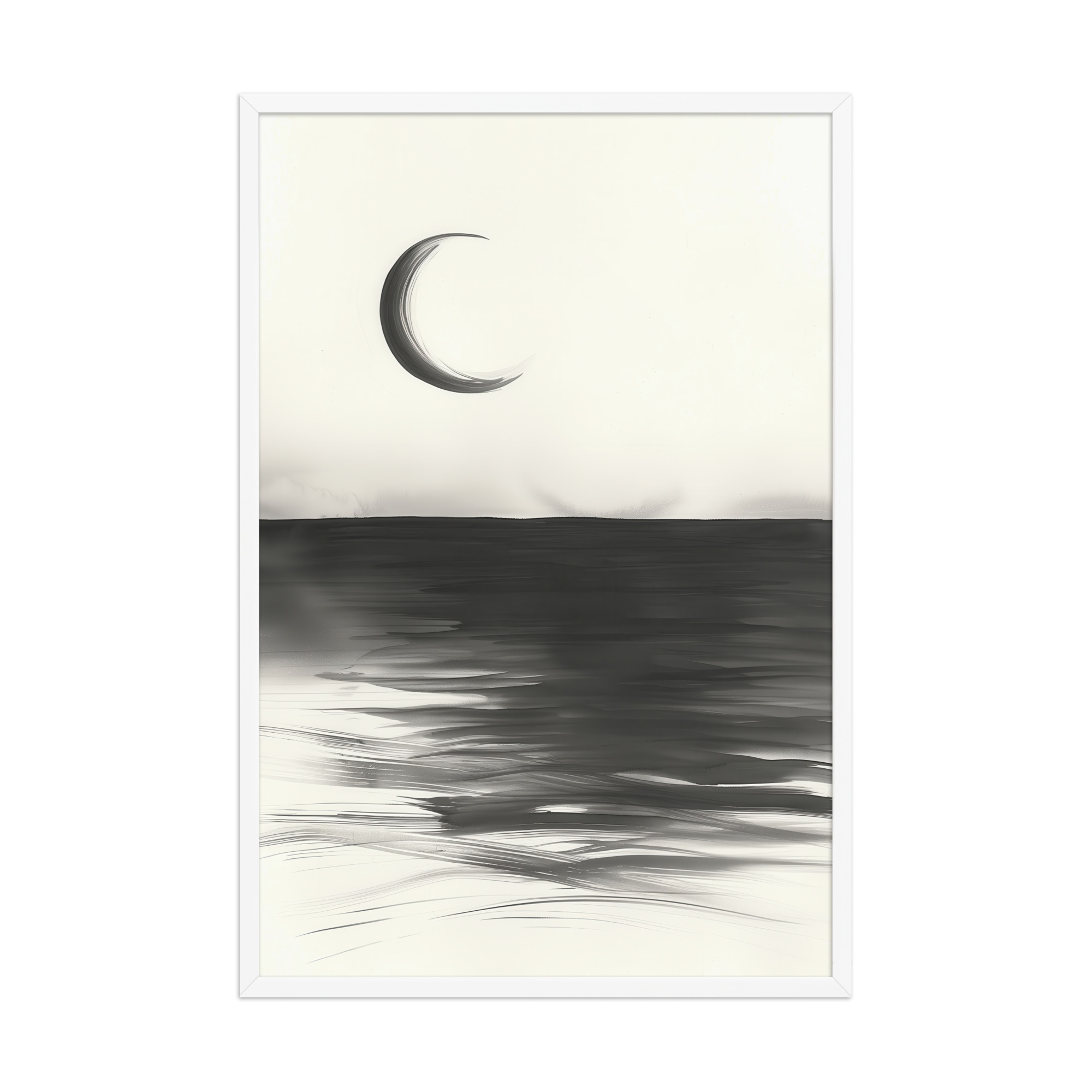 Crescent Reflections — Minimal Seascape Wall Decor — Framed Poster - Image 24