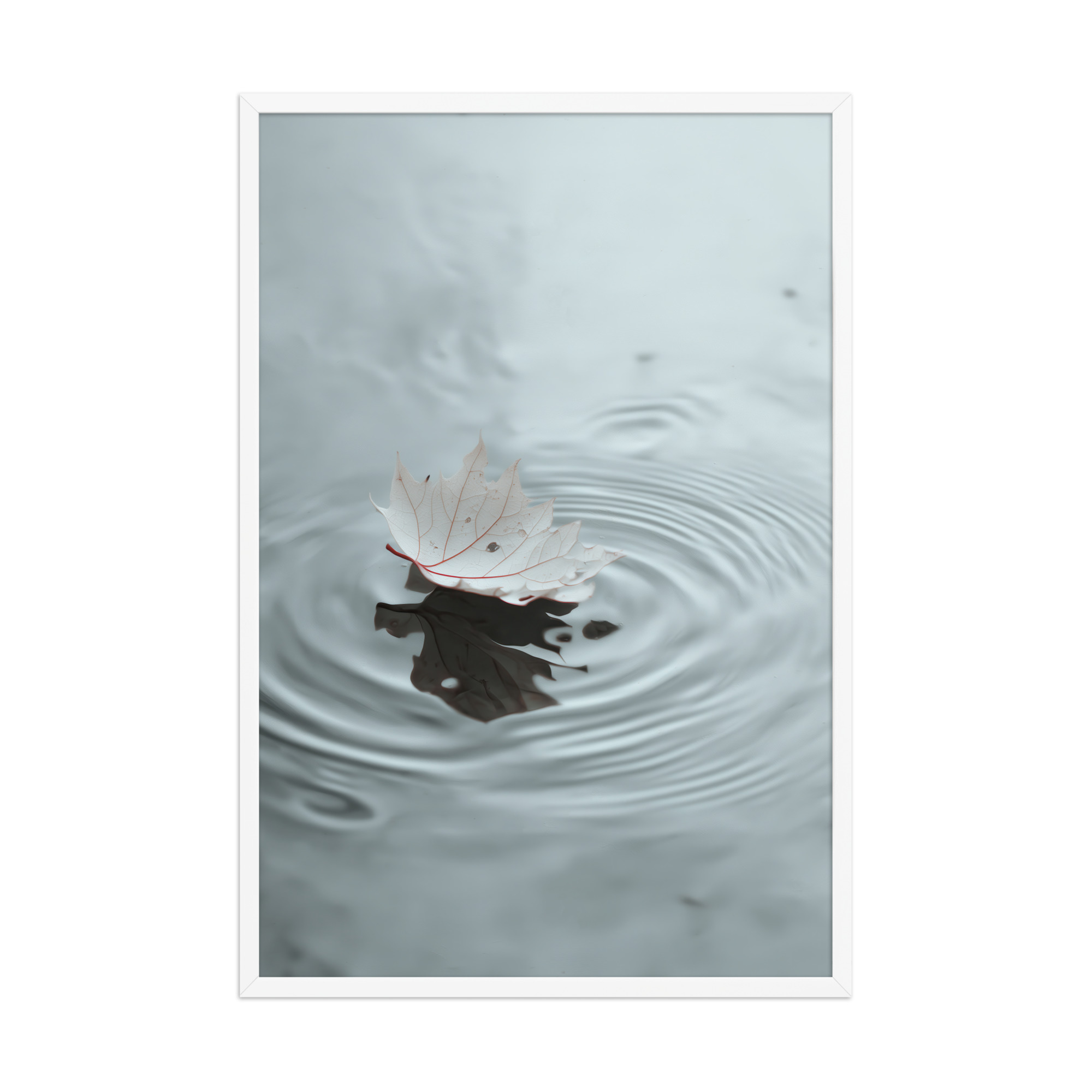 Floating Stillness — Leaf on Water Wall Decor — Framed Poster - Image 24