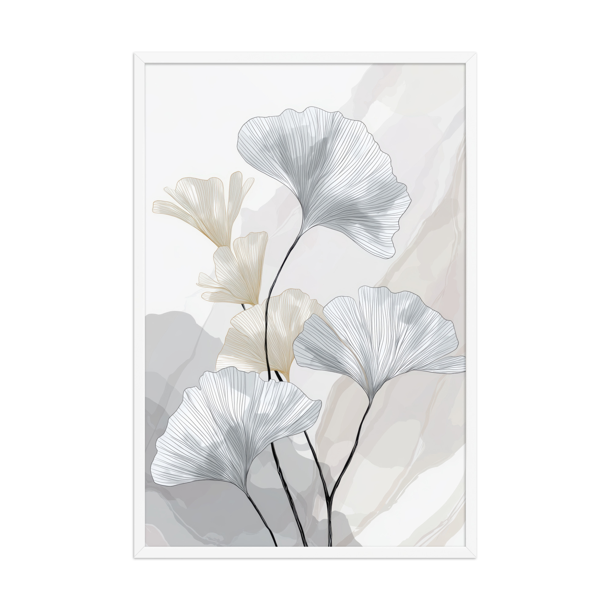Ginkgo Harmony (Pale Edition) — Line Art Botanical Wall Decor — Framed Poster - Image 18