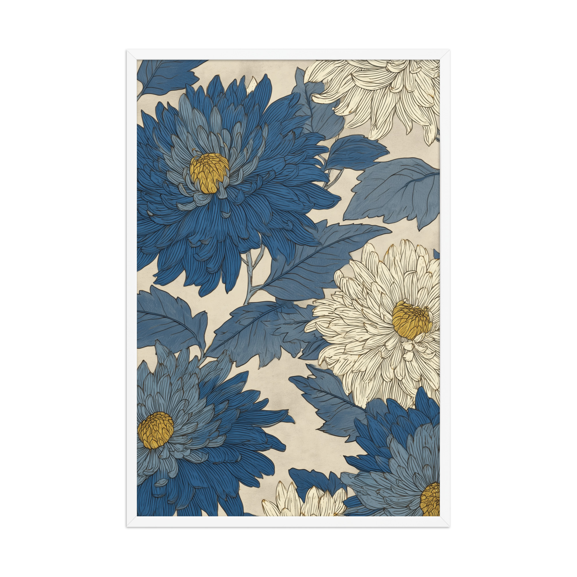 Mixed Chrysanthemums — Vintage Floral Pattern Wall Decor — Framed Poster - Image 21
