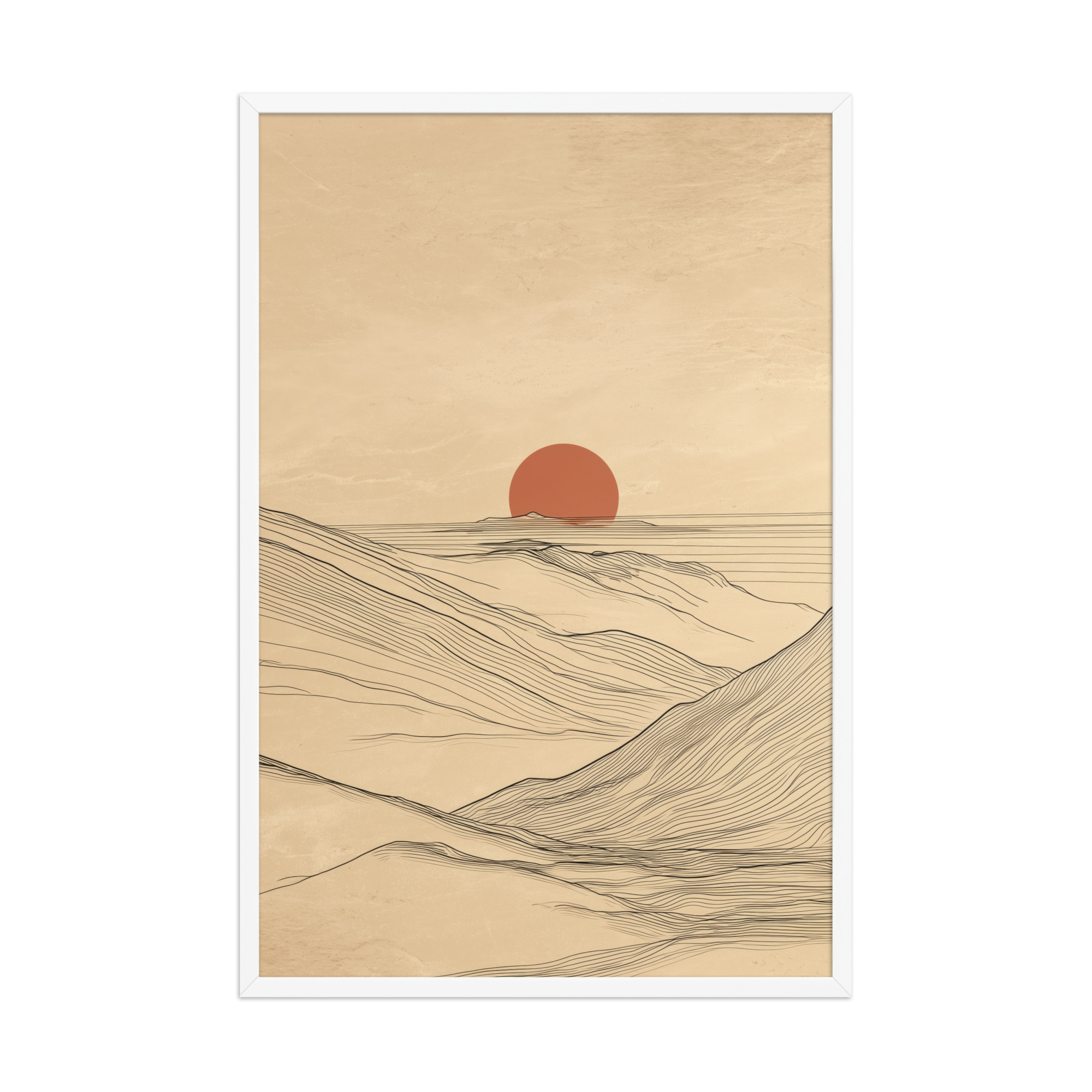 Desert Horizon — Japandi Desert Line Landscape Wall Art — Framed Poster - Image 18