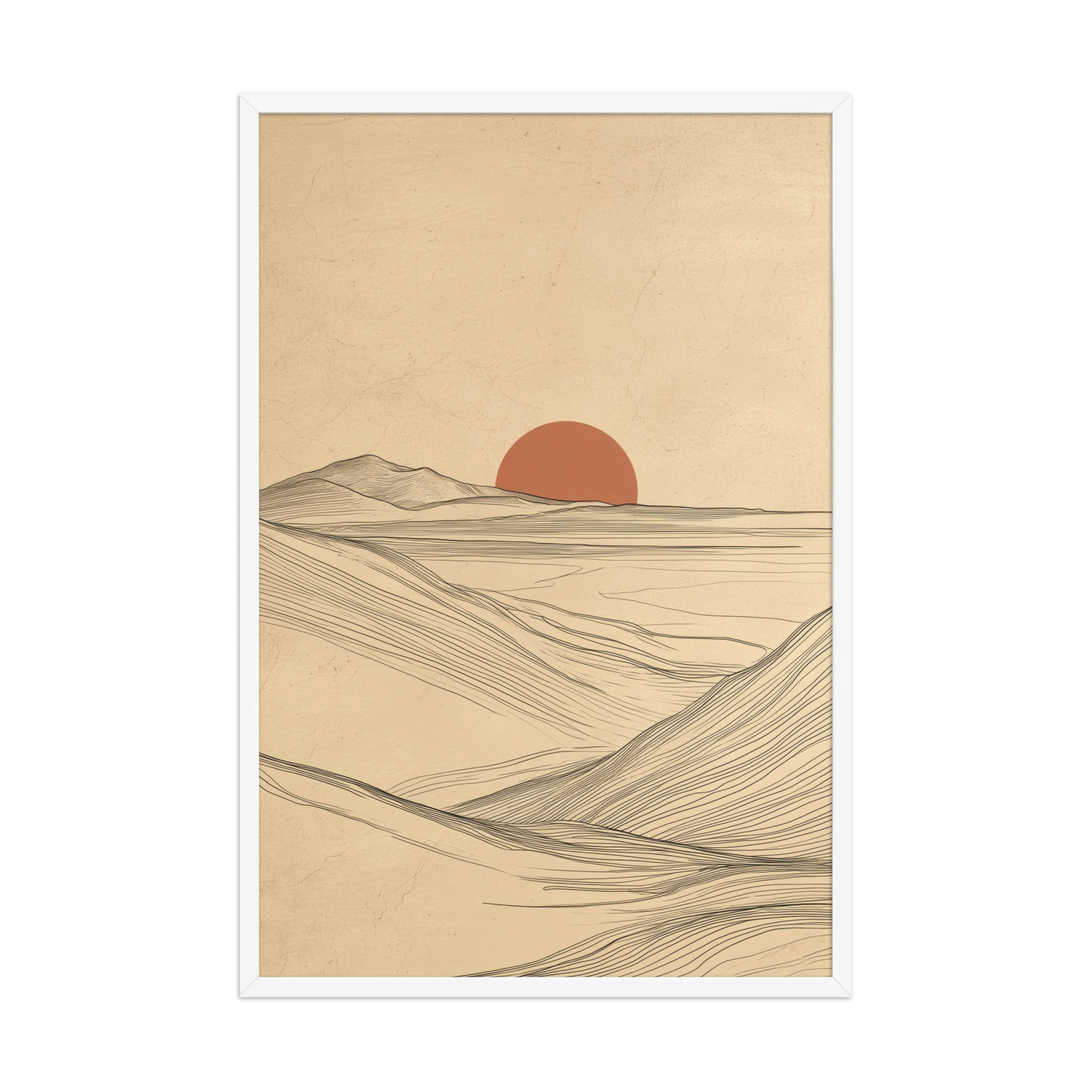 Flowing Ridges — Neutral Line Landscape Wall Art — Framed Poster - Image 18