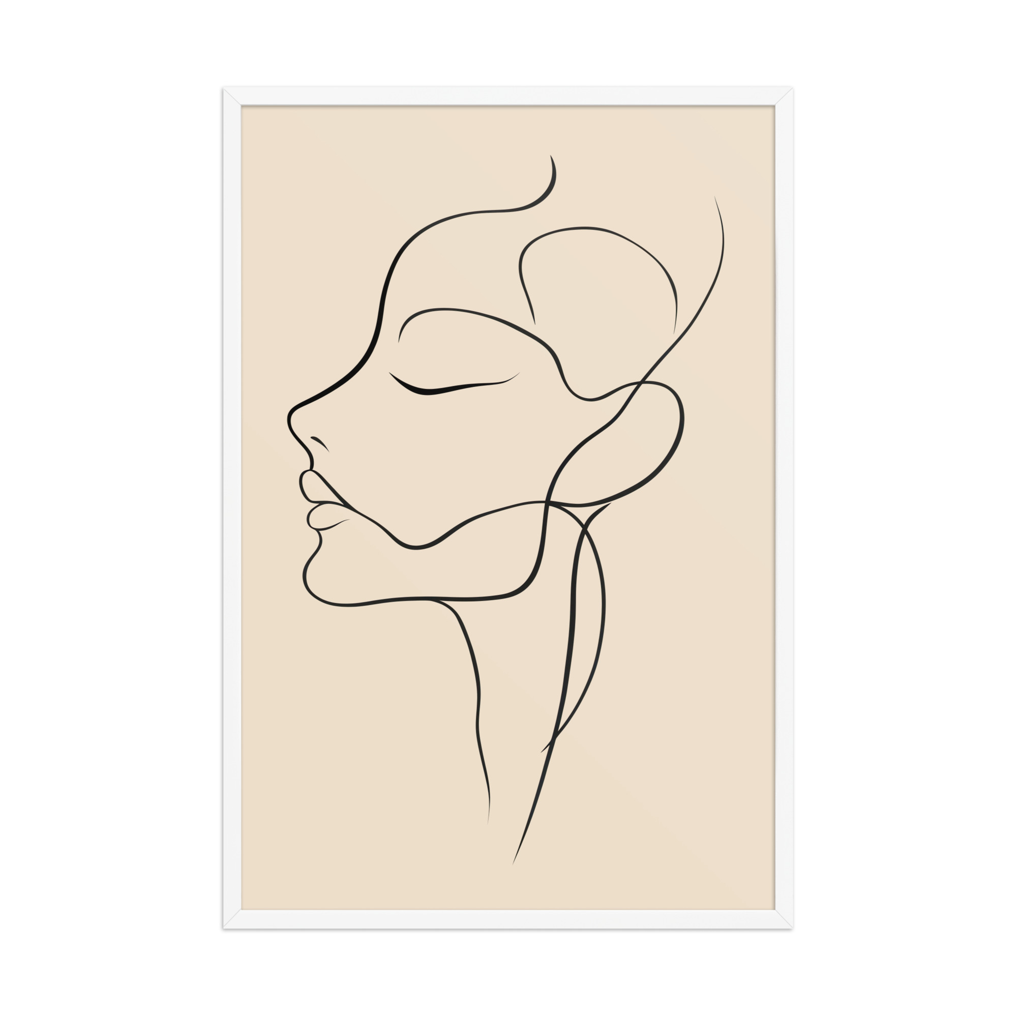Serenity in Profile — Minimal Line Face Wall Art — Framed Poster - Image 15