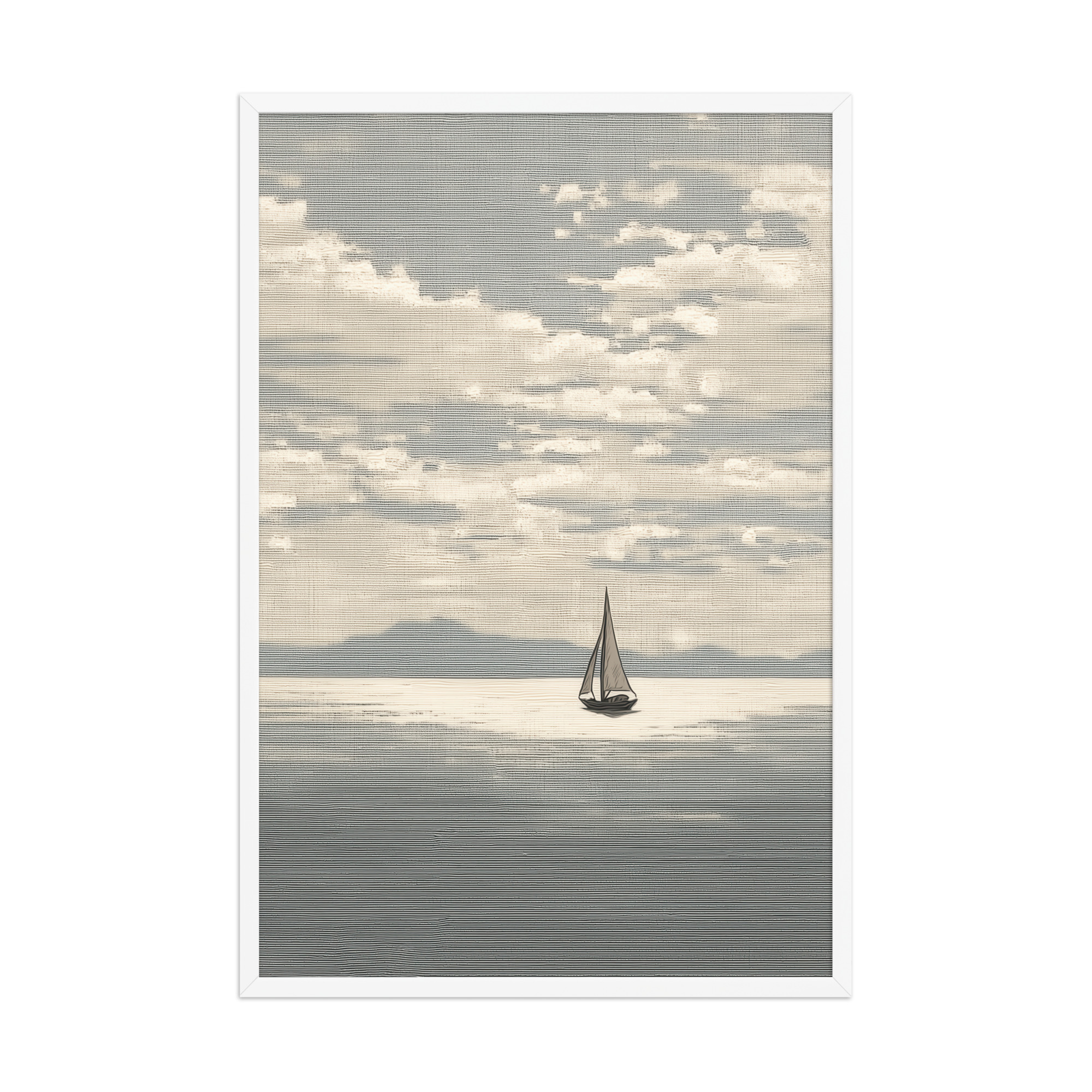Sailboat Journey — Minimal Seascape, Neutral Japandi Wall Art — Framed Poster - Image 18