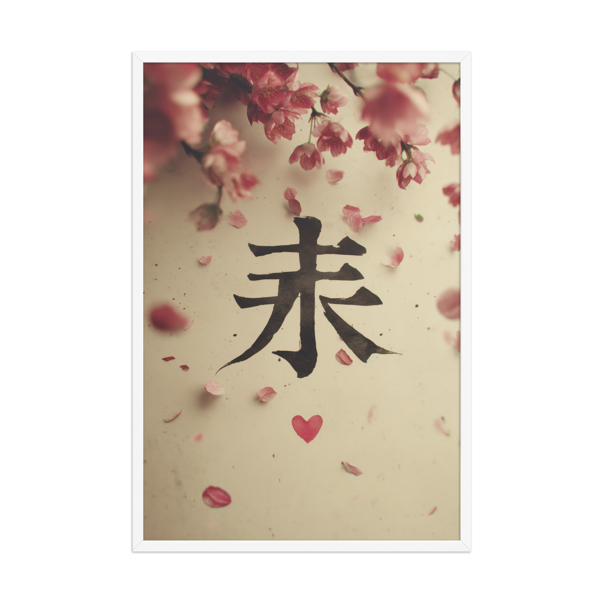 Sakura Love — Cherry Blossom, Japanese Calligraphy Wall Decor — Framed Poster - Image 24