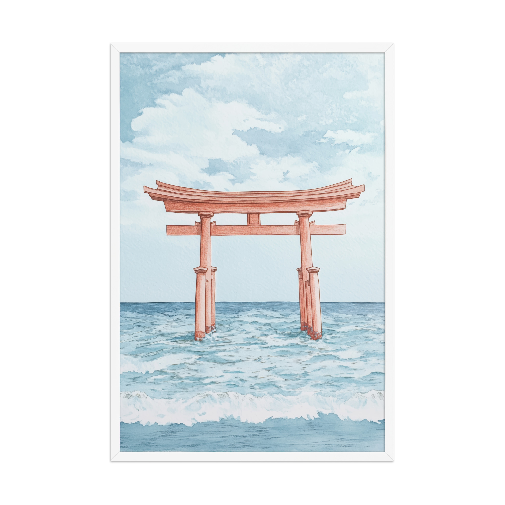 Torii Gate Waves — Coastal Shinto Shrine Wall Decor — Framed Poster - Image 24