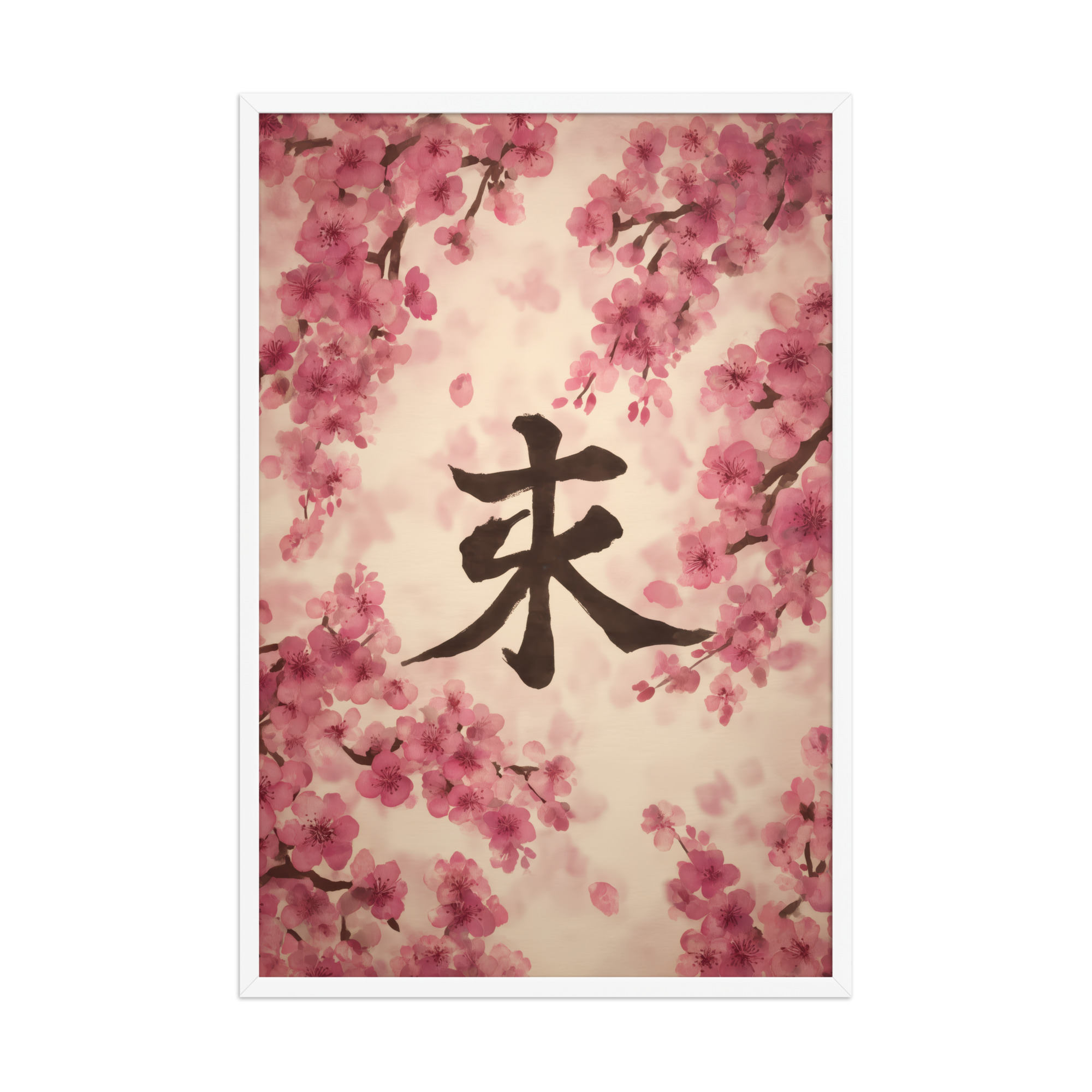Sakura Spirit — Cherry Blossom Kanji, Wabi-Sabi Wall Decor — Framed Poster - Image 24