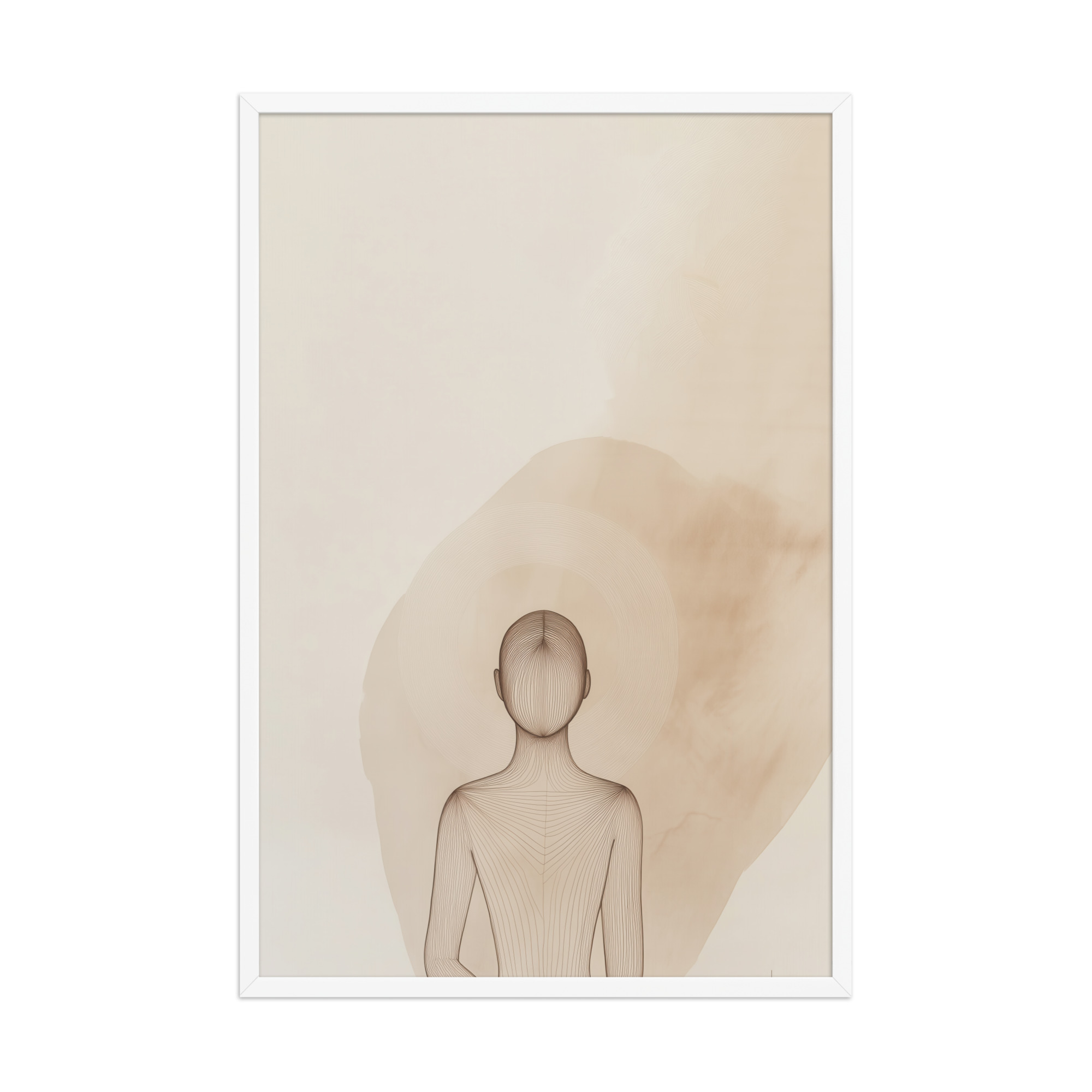 Inner Light – Minimalist Meditation Figure Japandi Wall Art – Framed Poster - Image 24