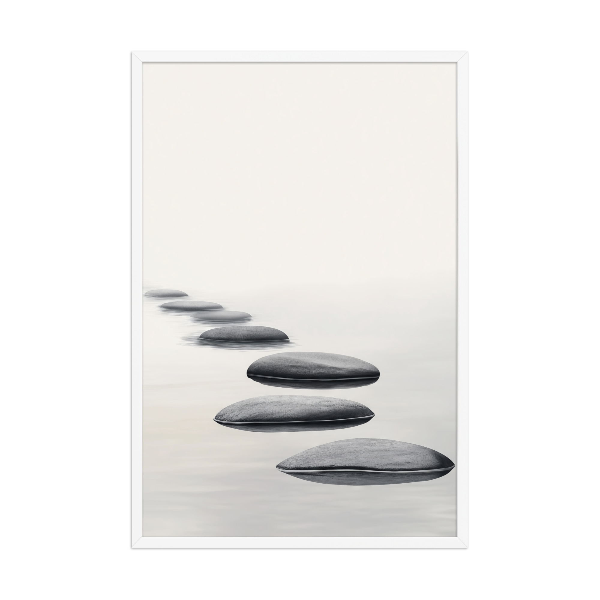 Path of Tranquility – Stepping Stones Minimal Zen Wall Art – Framed Poster - Image 9