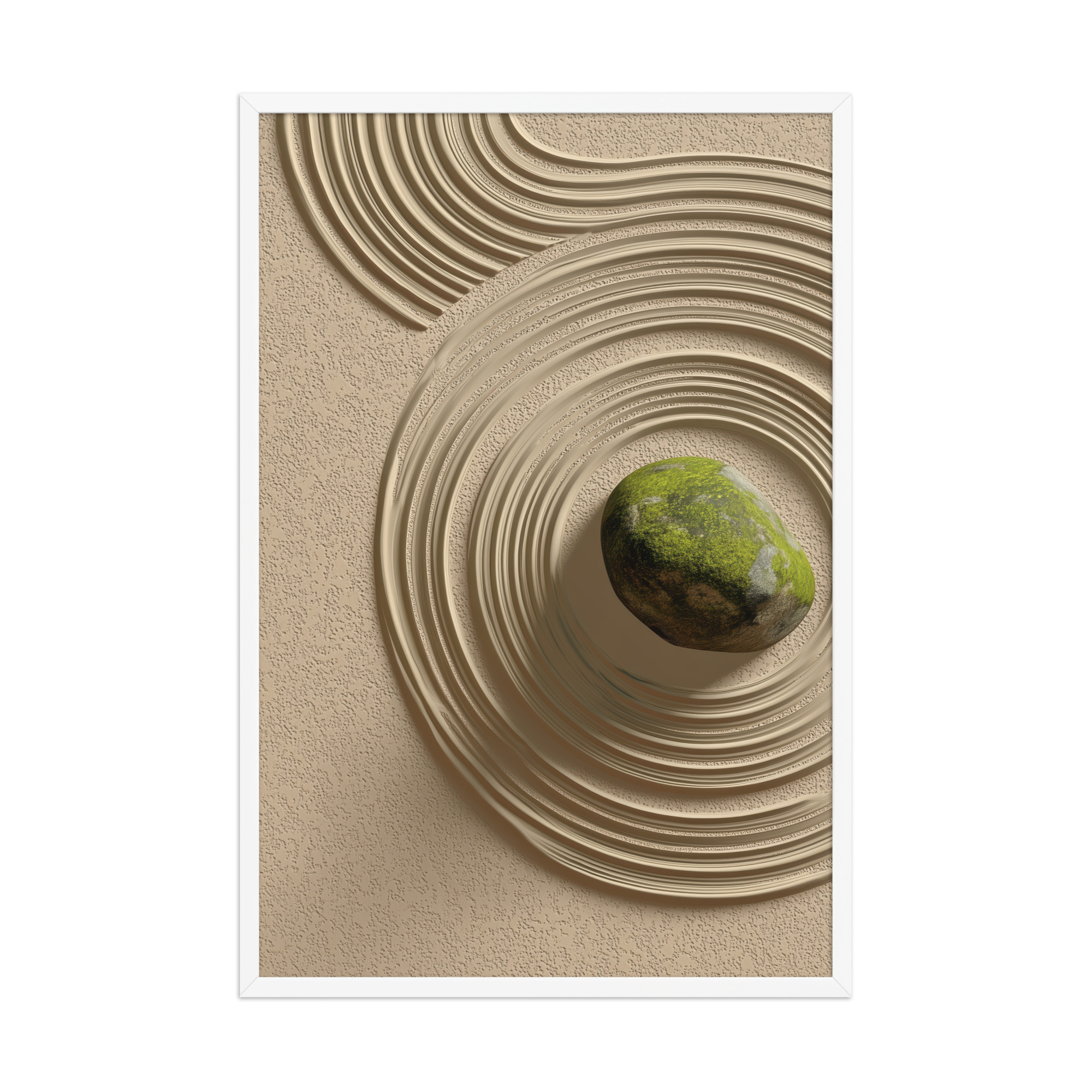 Zen Garden Harmony – Moss Stone I Minimal Wall Art – Framed Poster - Image 21