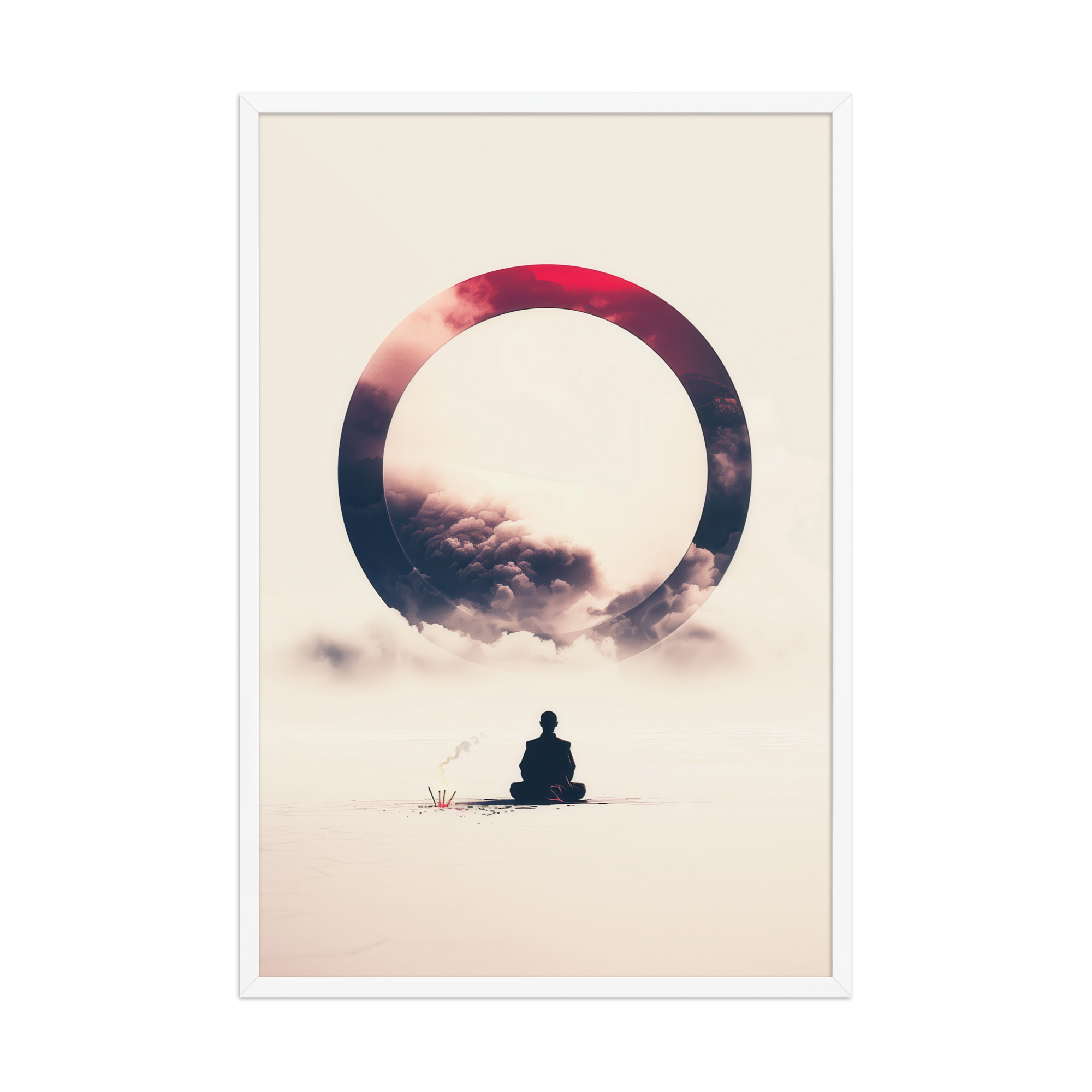Zen Enso Horizon – Meditative Landscape with Circle Wall Art – Framed Poster - Image 24