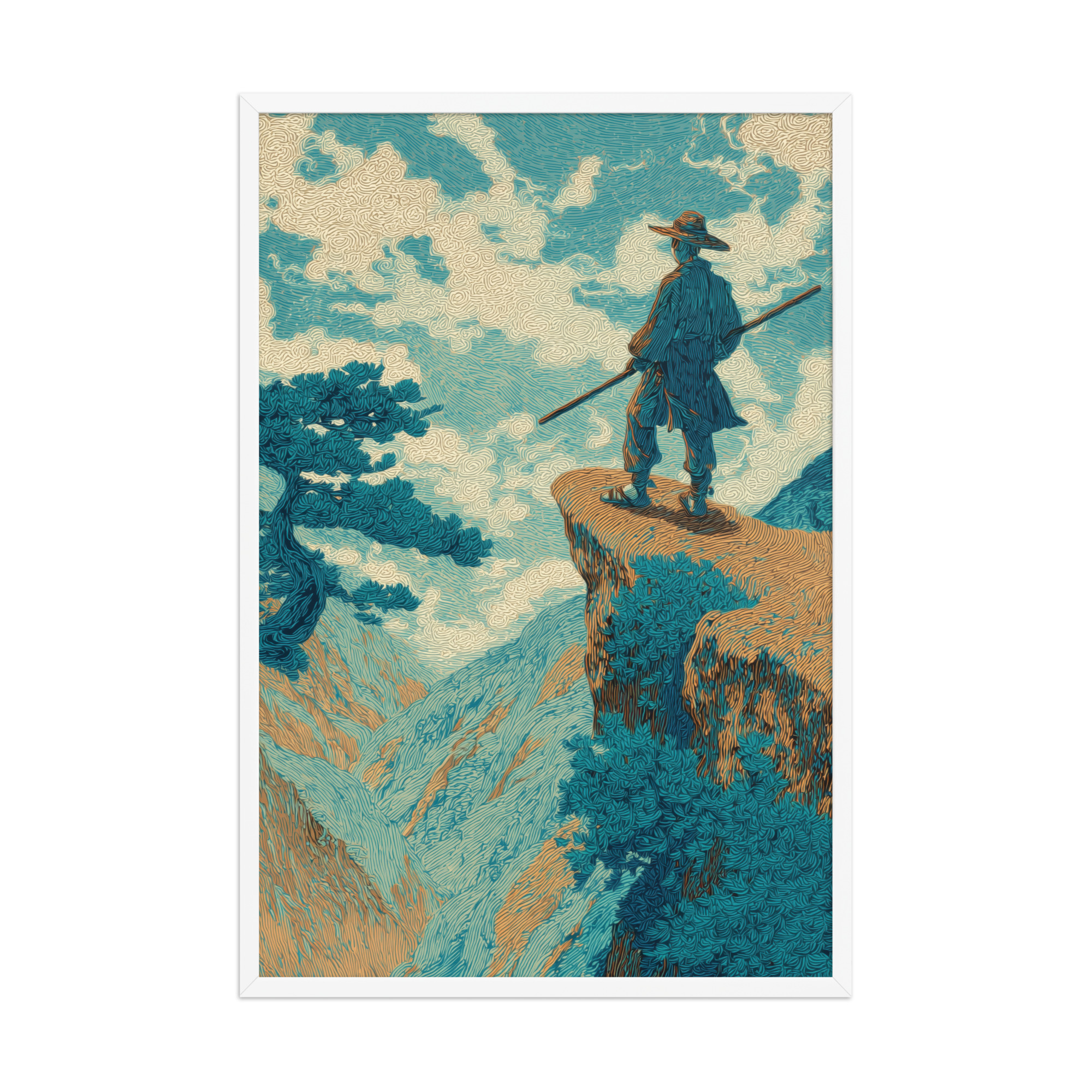 Cliff Wanderer I Hokusai – Vintage Ukiyo-e Cliff Landscape Wall Art – Framed Poster - Image 18
