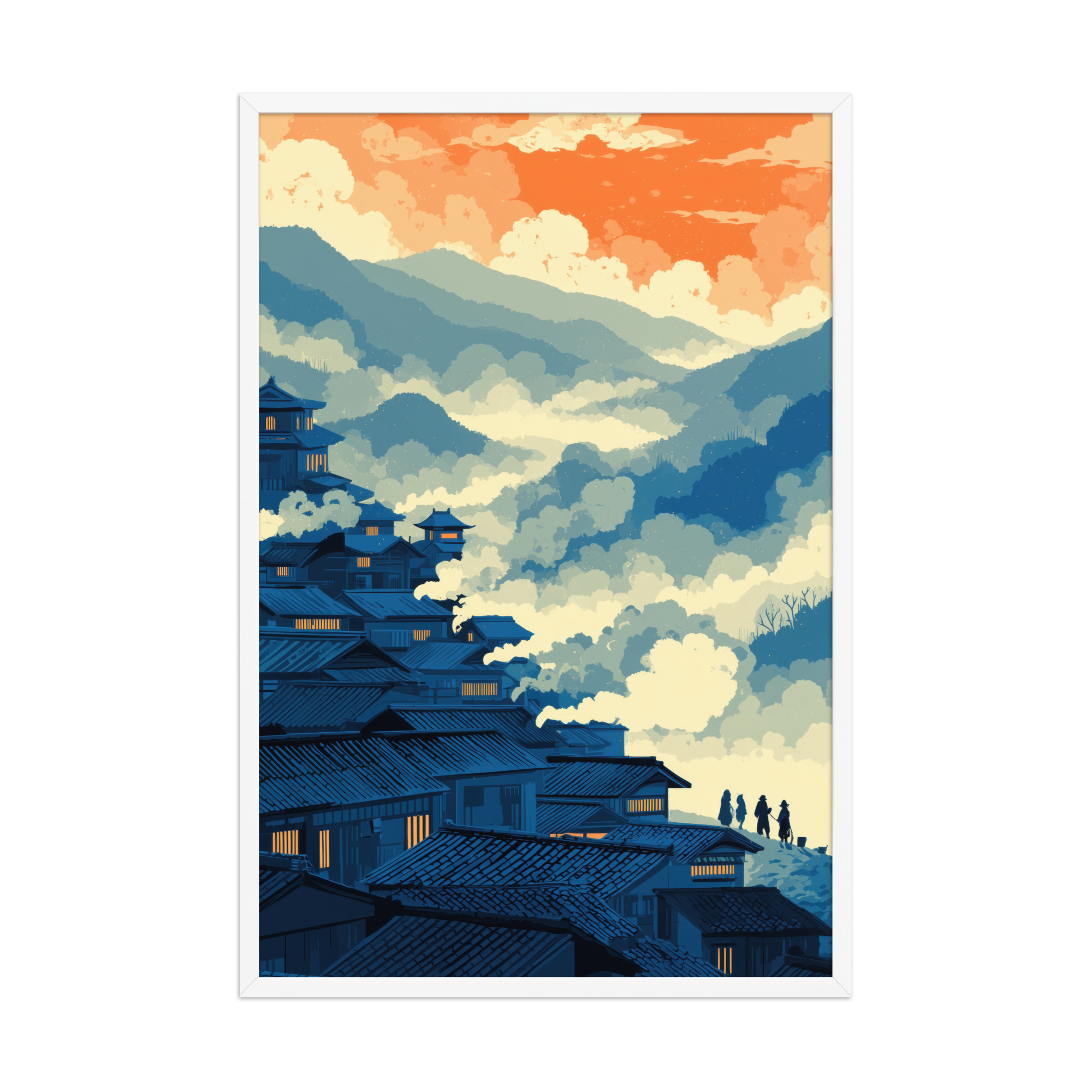Twilight Over Hillside Village – Ukiyo-e Wall Art Print – Framed Poster - Image 21