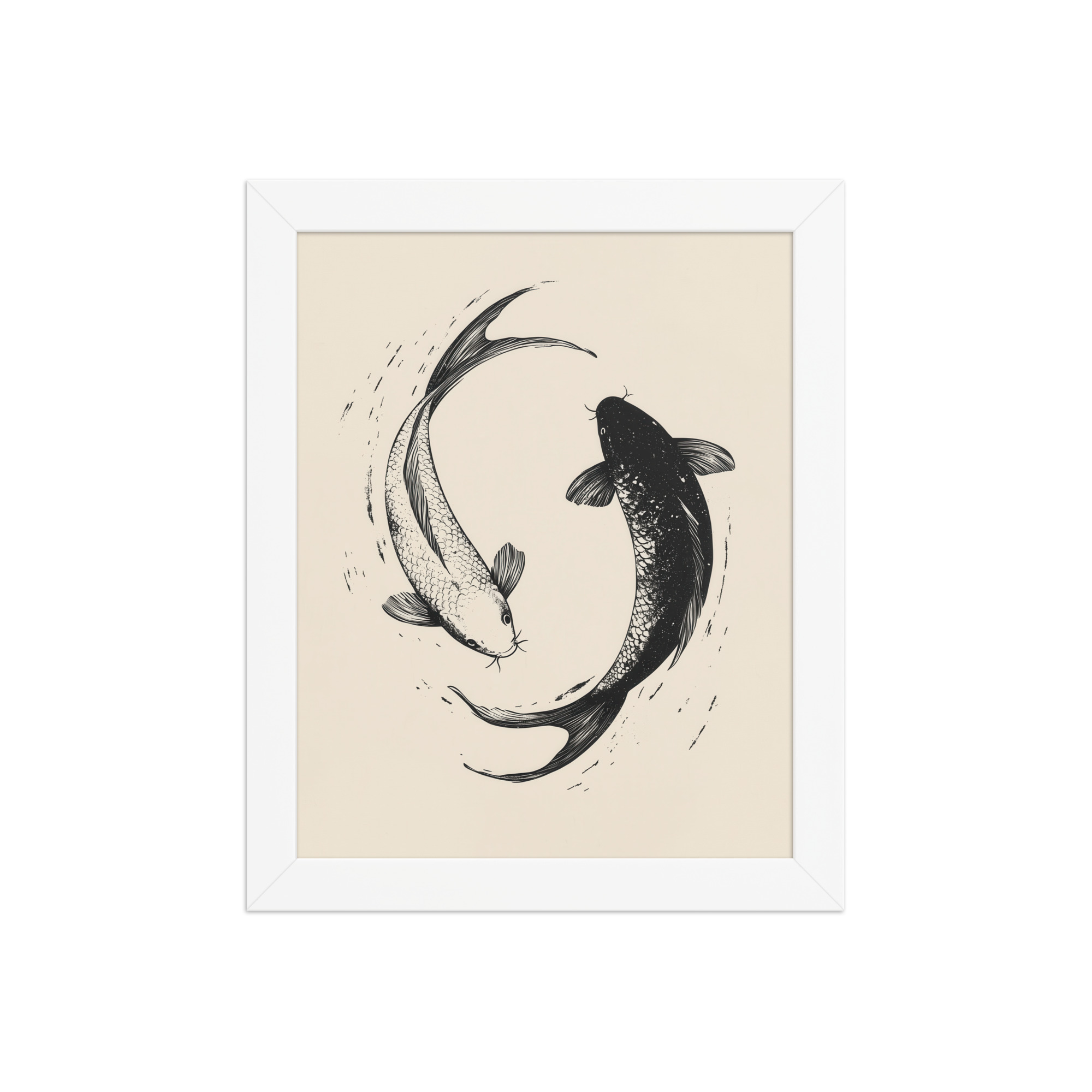 Yin and Yang Koi Flow — Minimal Ink Koi Art — Framed Poster - Image 15