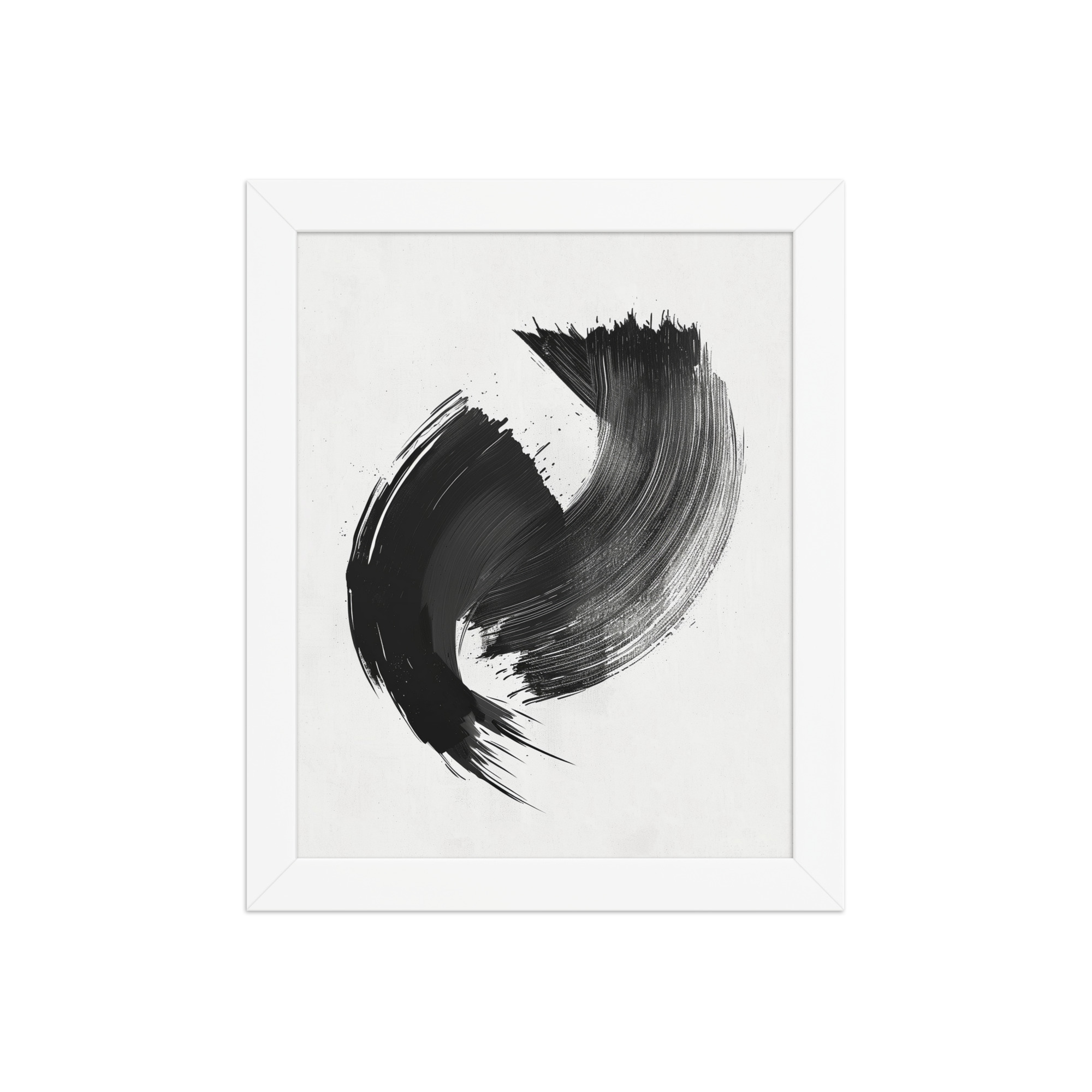 Brushstroke Swirl — Zen Sumi-e Ink Abstract Wall Decor — Framed Poster - Image 13