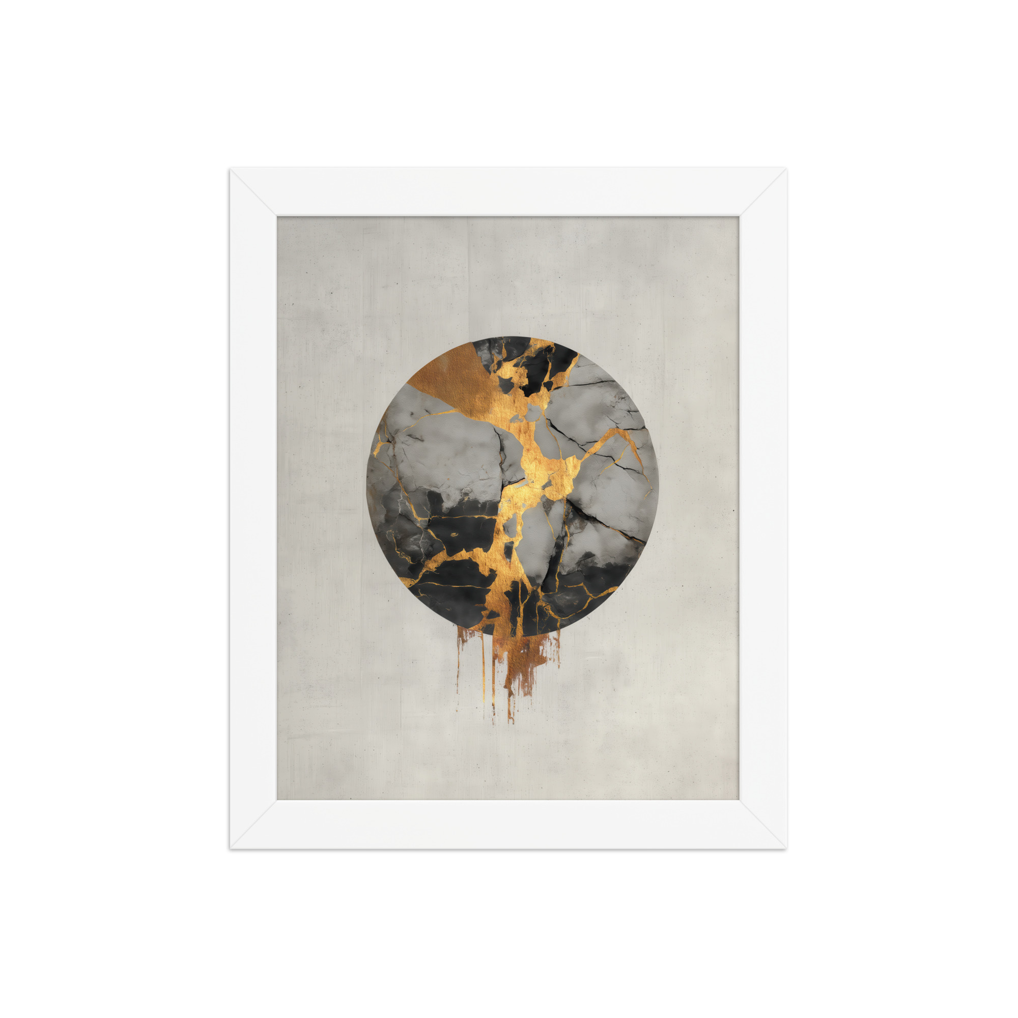 Broken Circle Golden Soul — Kintsugi Marble Circle Art with Gold Veins — Framed Poster - Image 15