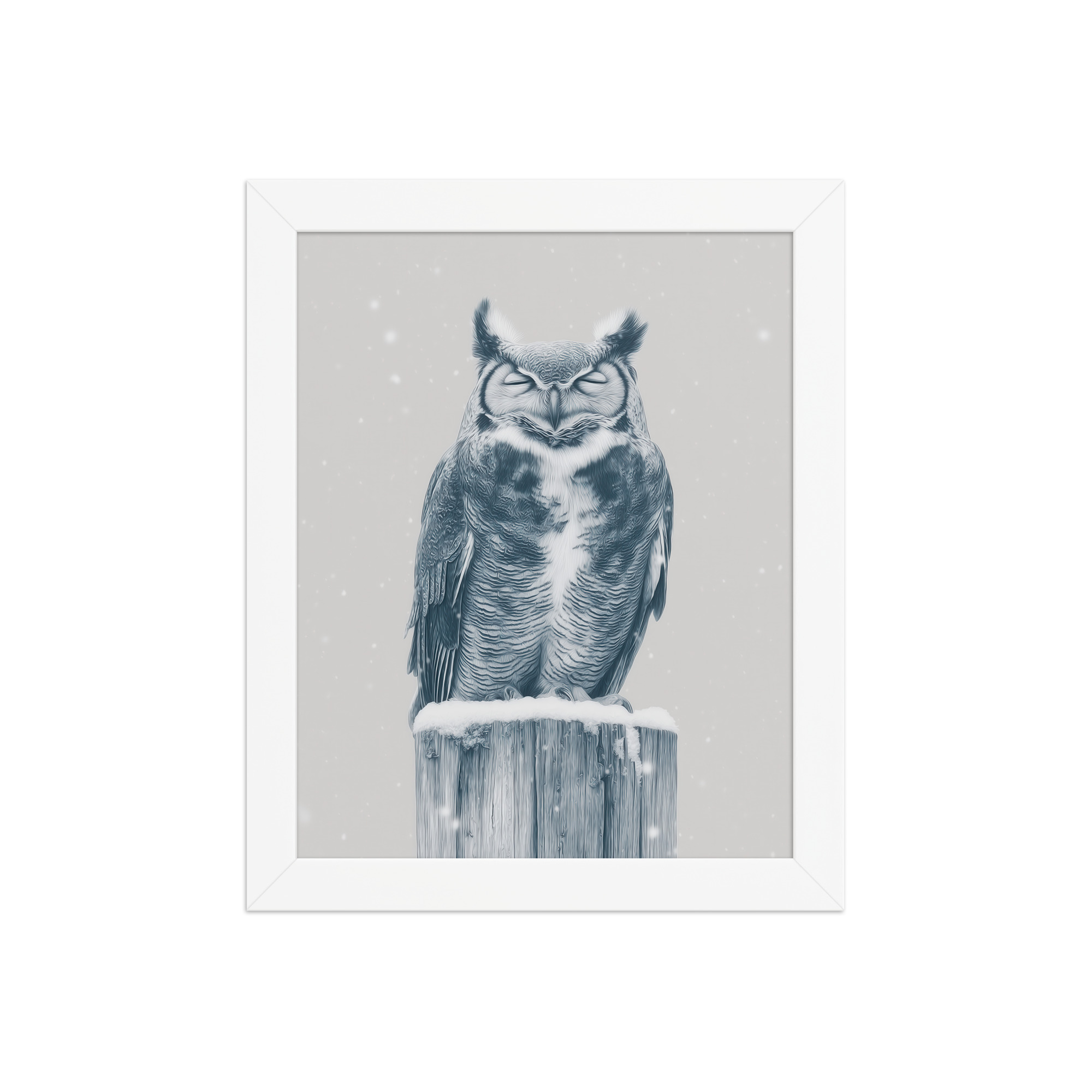 Silent Sentinel – Snow Owl Winter Wildlife Art in Neutrals Wall Decor — Framed Poster - Image 17