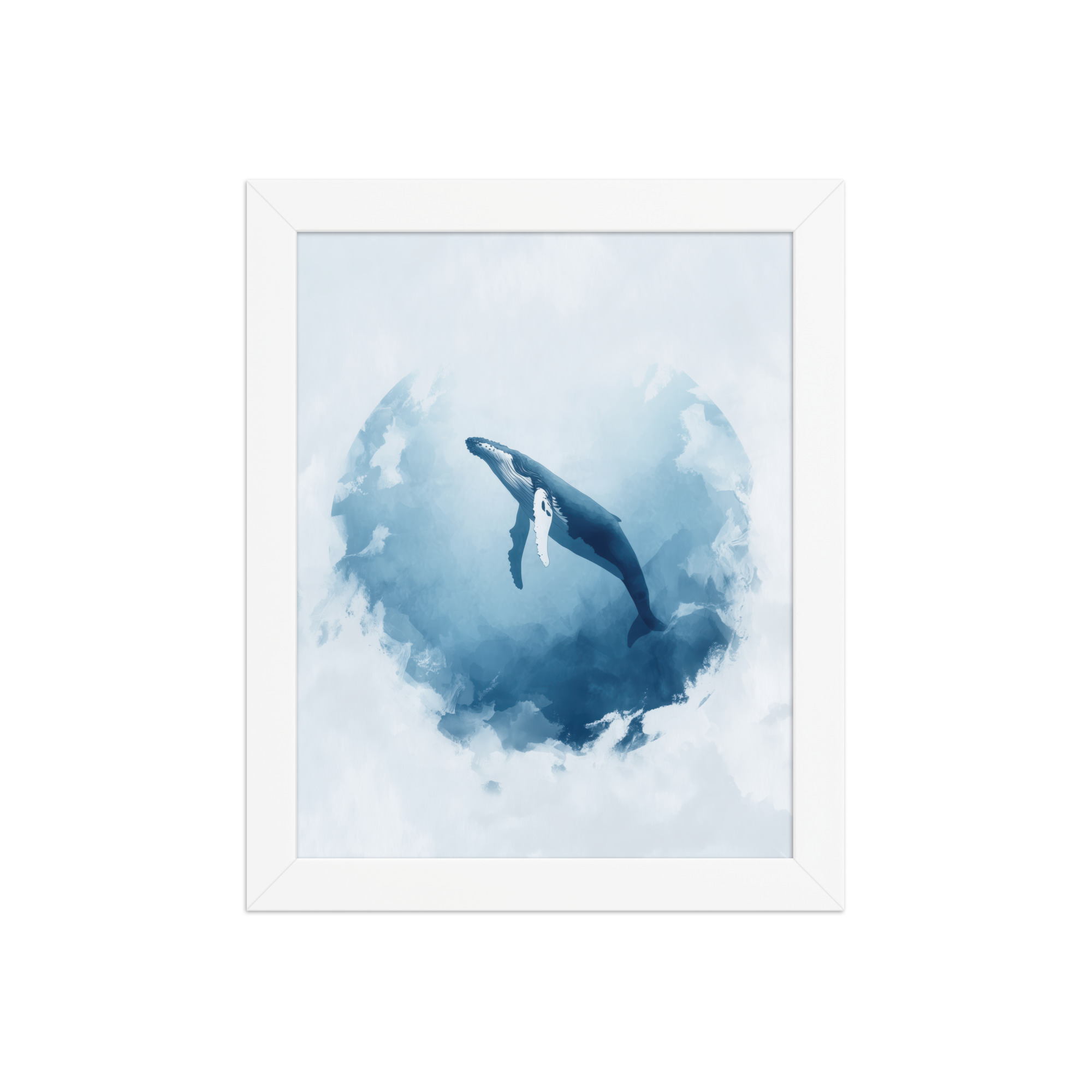 Ocean Heart — Humpback Whale in Dreamy Blue Watercolor Wall Art — Framed Poster - Image 13