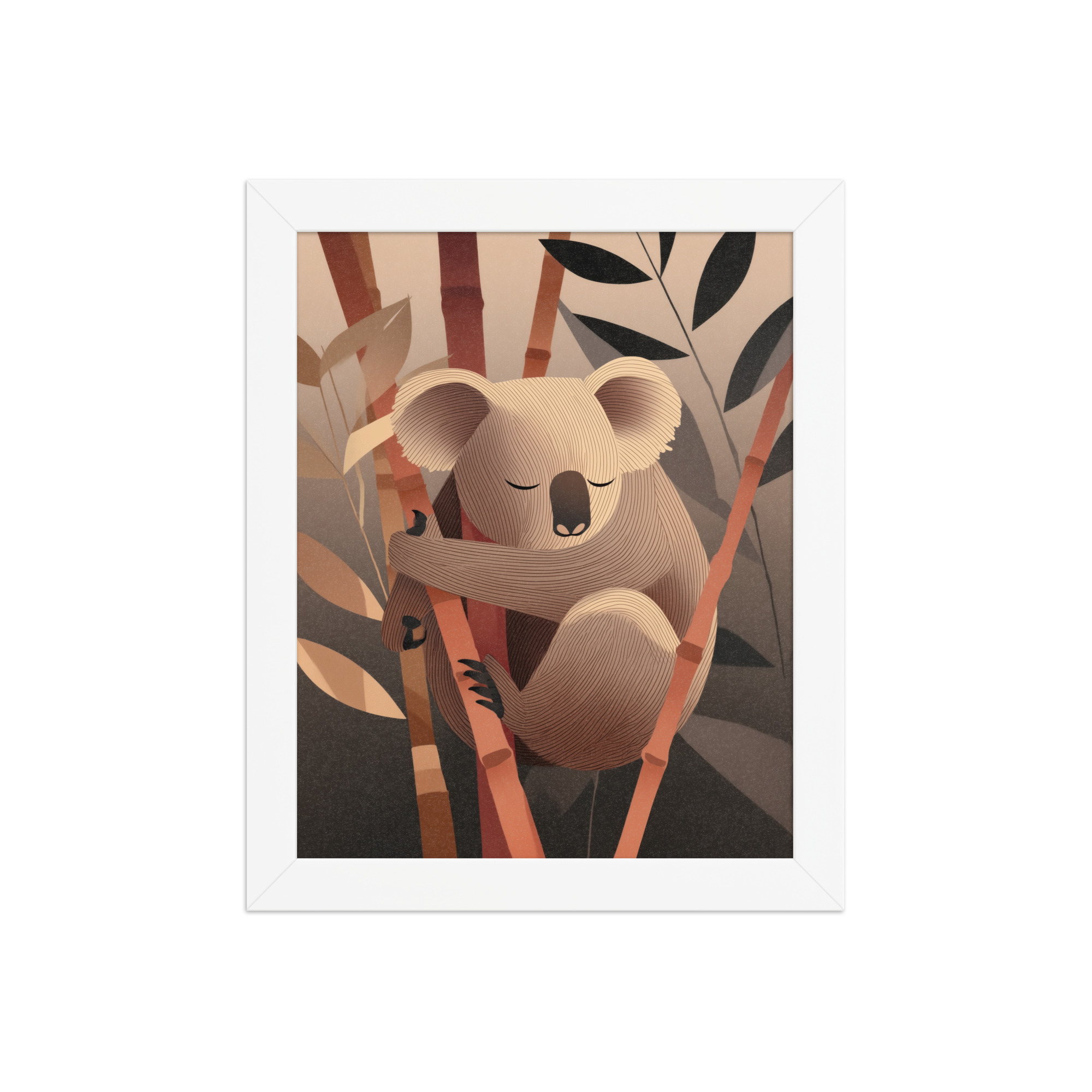 Koala Dreams in Bamboo — Minimal Sleeping Koala in Warm Tones Wall Decor — Framed Poster - Image 17