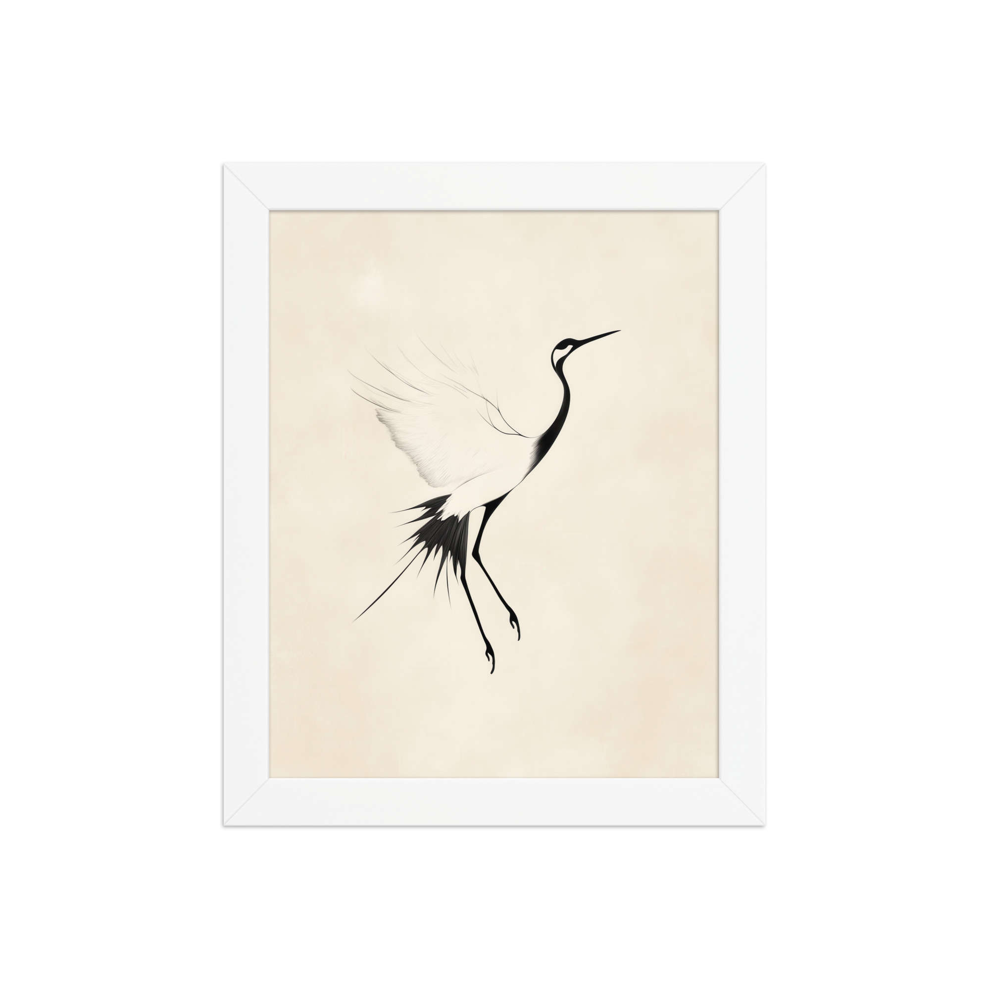Crane of Still Winds — Red-Crowned Crane Minimal Ink Art — Framed Poster - Image 17
