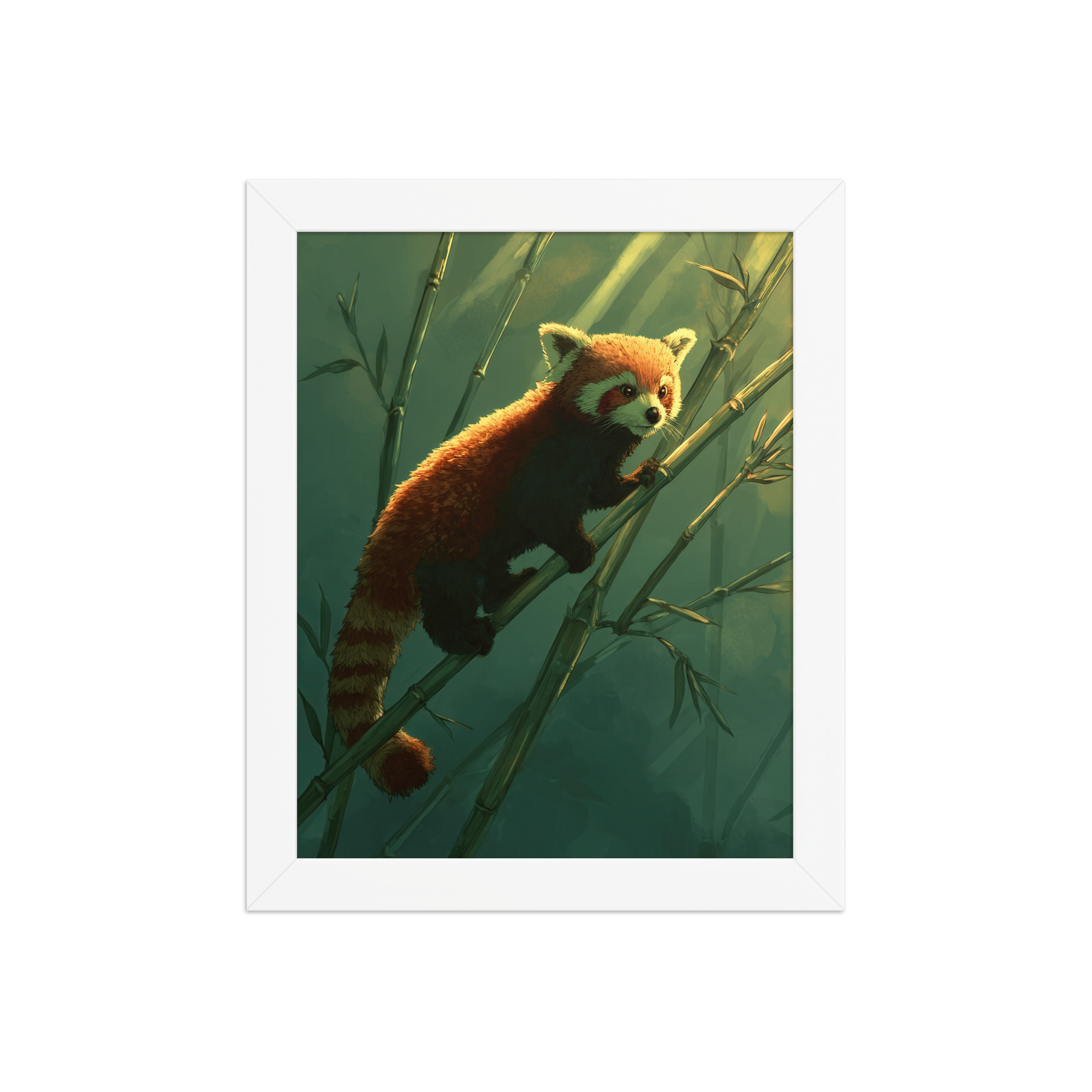 Bamboo Climber — Red Panda in Lush Green Bamboo Wall Decor — Framed Poster - Image 17