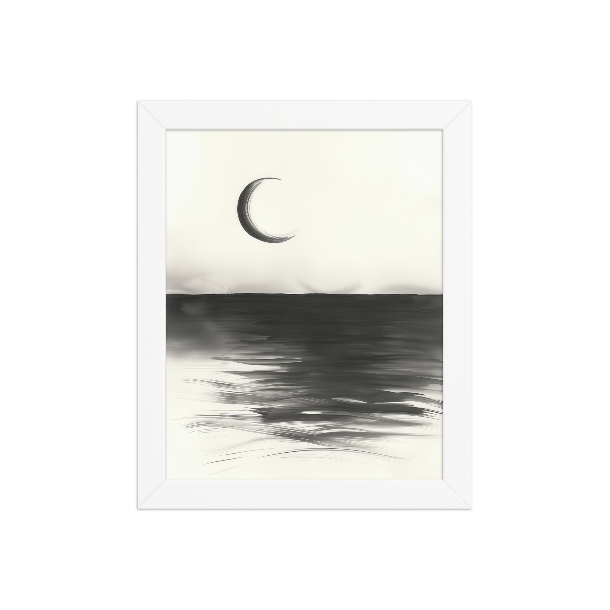 Crescent Reflections — Minimal Seascape Wall Decor — Framed Poster - Image 17