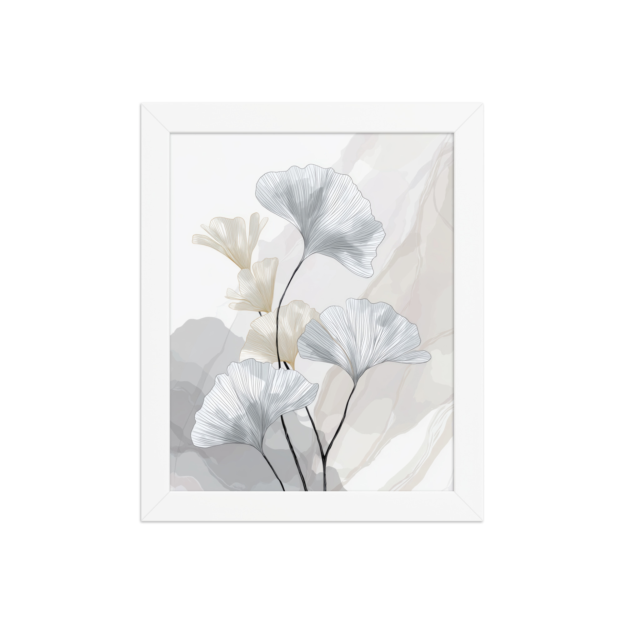 Ginkgo Harmony (Pale Edition) — Line Art Botanical Wall Decor — Framed Poster - Image 13