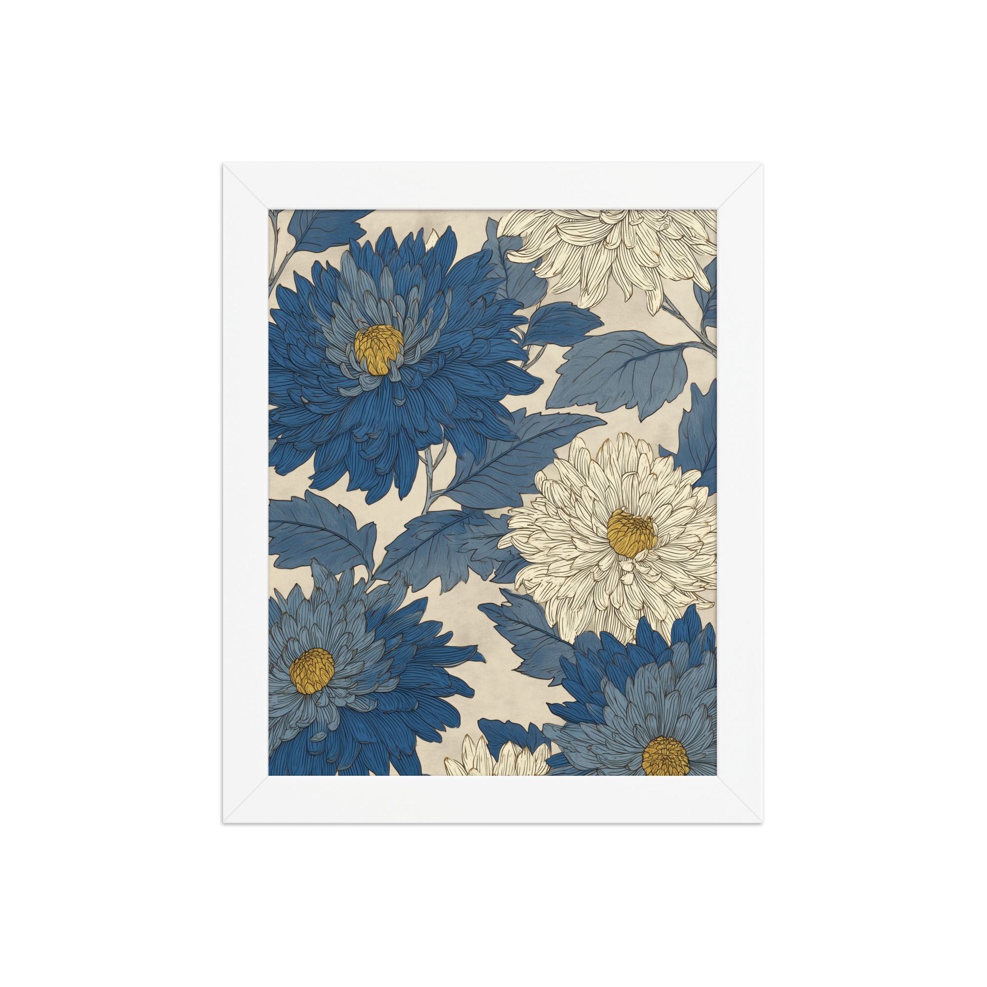 Mixed Chrysanthemums — Vintage Floral Pattern Wall Decor — Framed Poster - Image 15